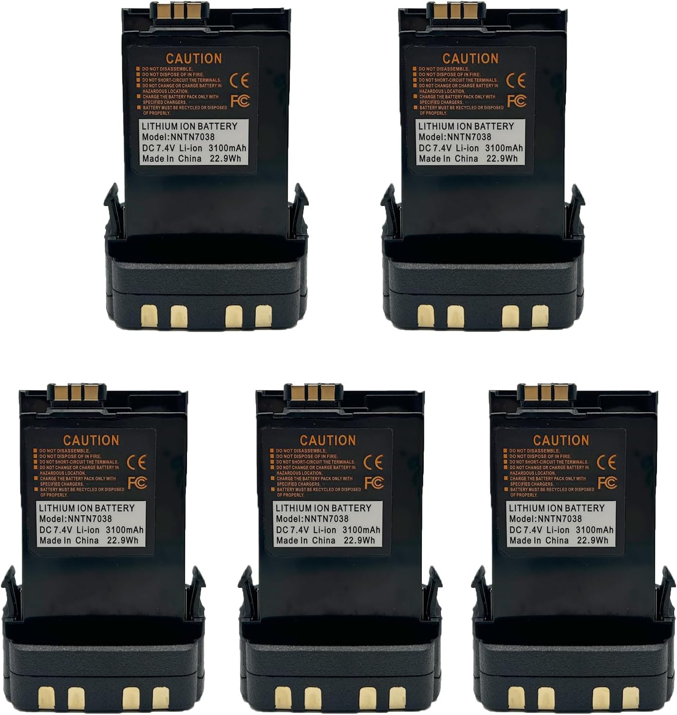 5Pack NNTN7038 NNTN7038A 3100mAh Li-ion Battery Non IMPRES Compatible with Radio AXP6000 APX7000 APX8000 APX8000XE APX7000XE APX6000XE SRX2200 NNTN8930 NNTN4486A
