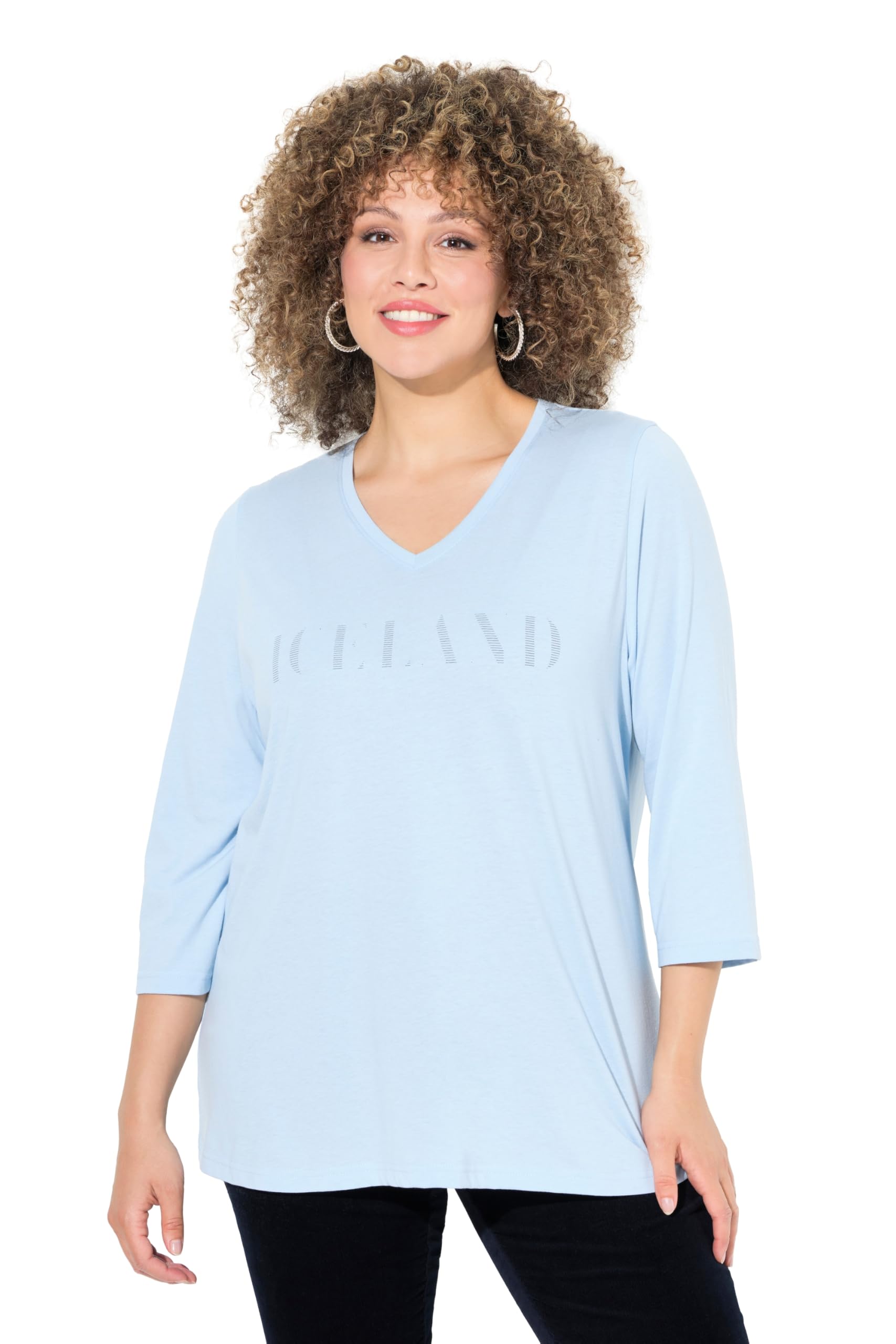 Ulla Popken Women's Delicate Light Blue T-Shirt, 20 Uk/22 Uk