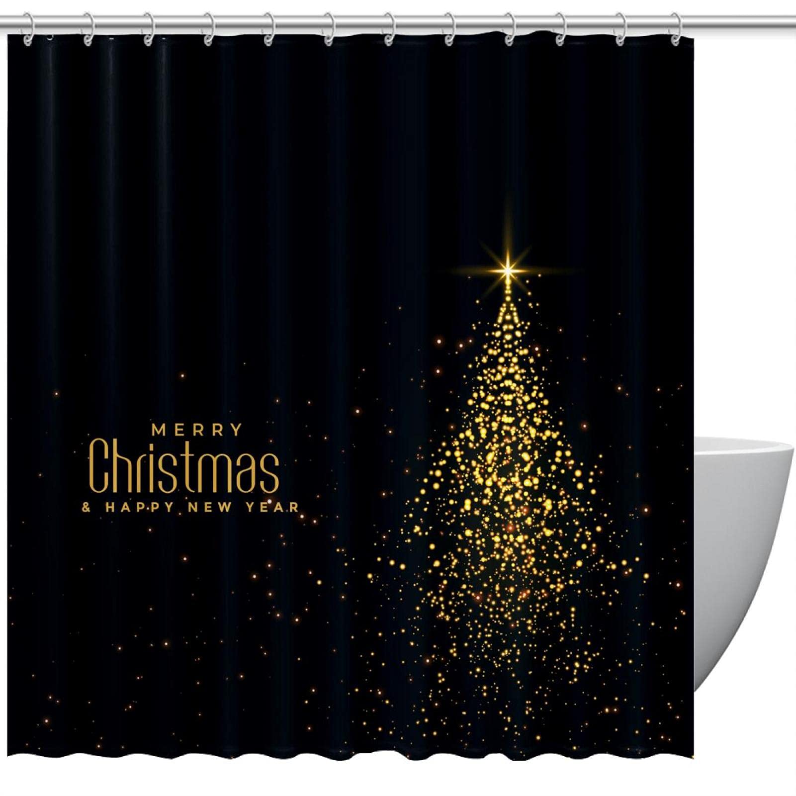 Rideau de douche arbre de Noël sans odeur pour baignoire familiale saine 152x182