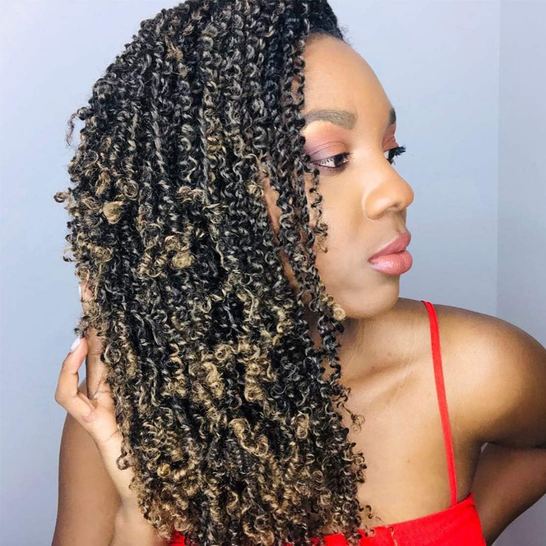 3 Packs Spring Twist Hair Braiding Ombre Colors for Fluffy Bomb Twist Crochet Low Temperature Hair Extensions 8 Inch T27