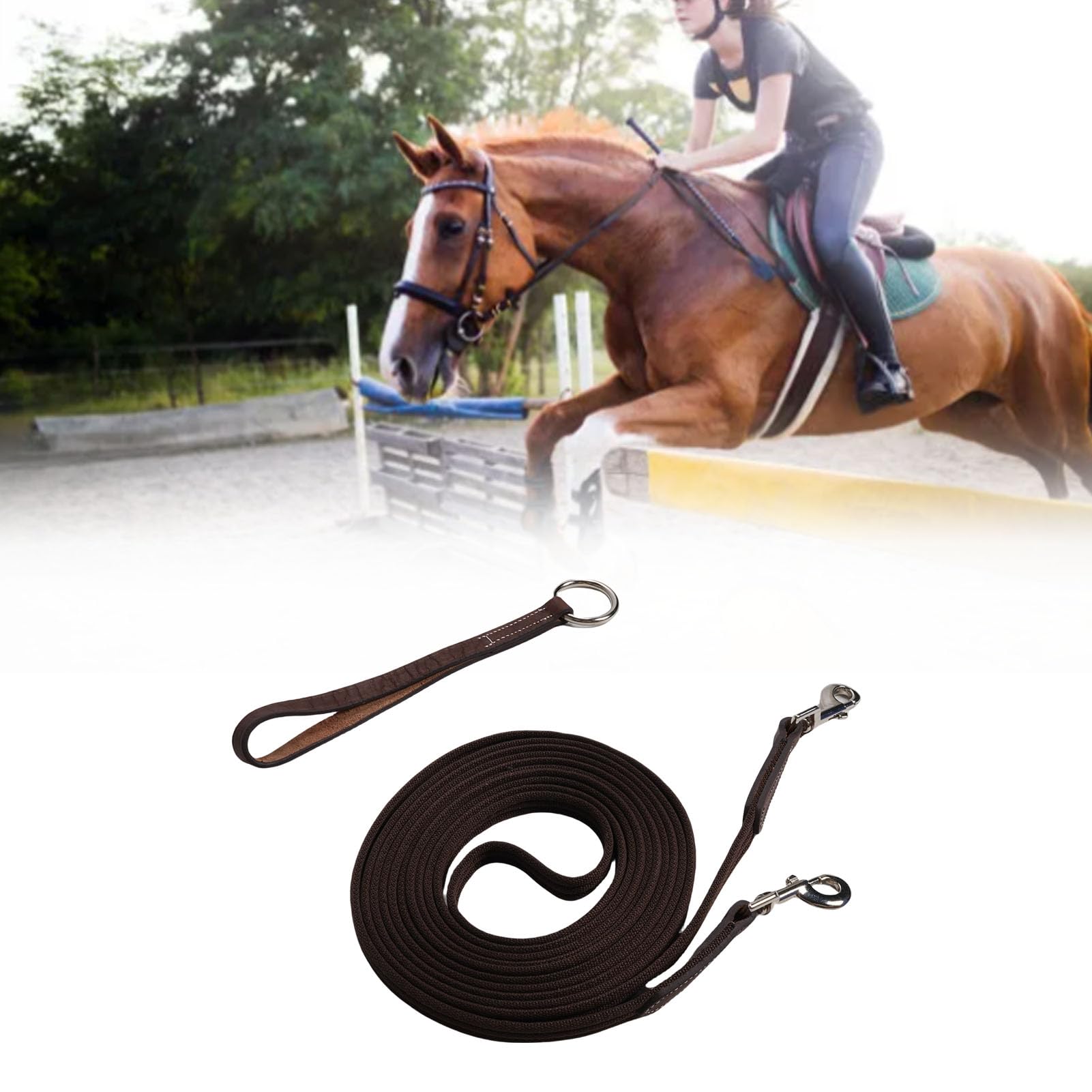 Taśma ze Skóry Bydlęcej Horse Lunge Line z obrotową klamrą