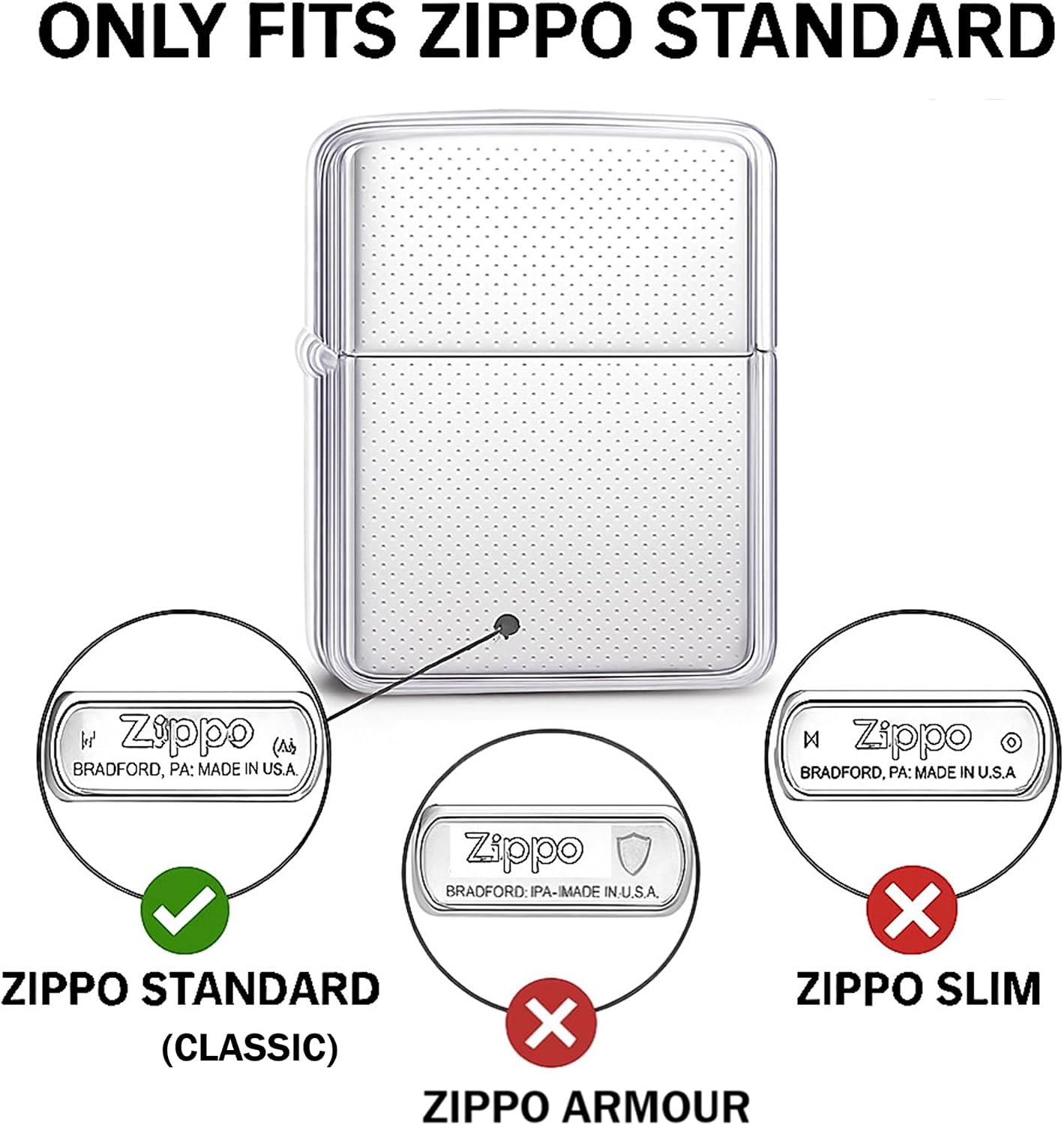 in Select Lighter Case Compatible Zippo Standard Size - Anti-Slip Transparent Cover with Micro Dots, Shockproof Scratchproof Protective (Lighter not Included)