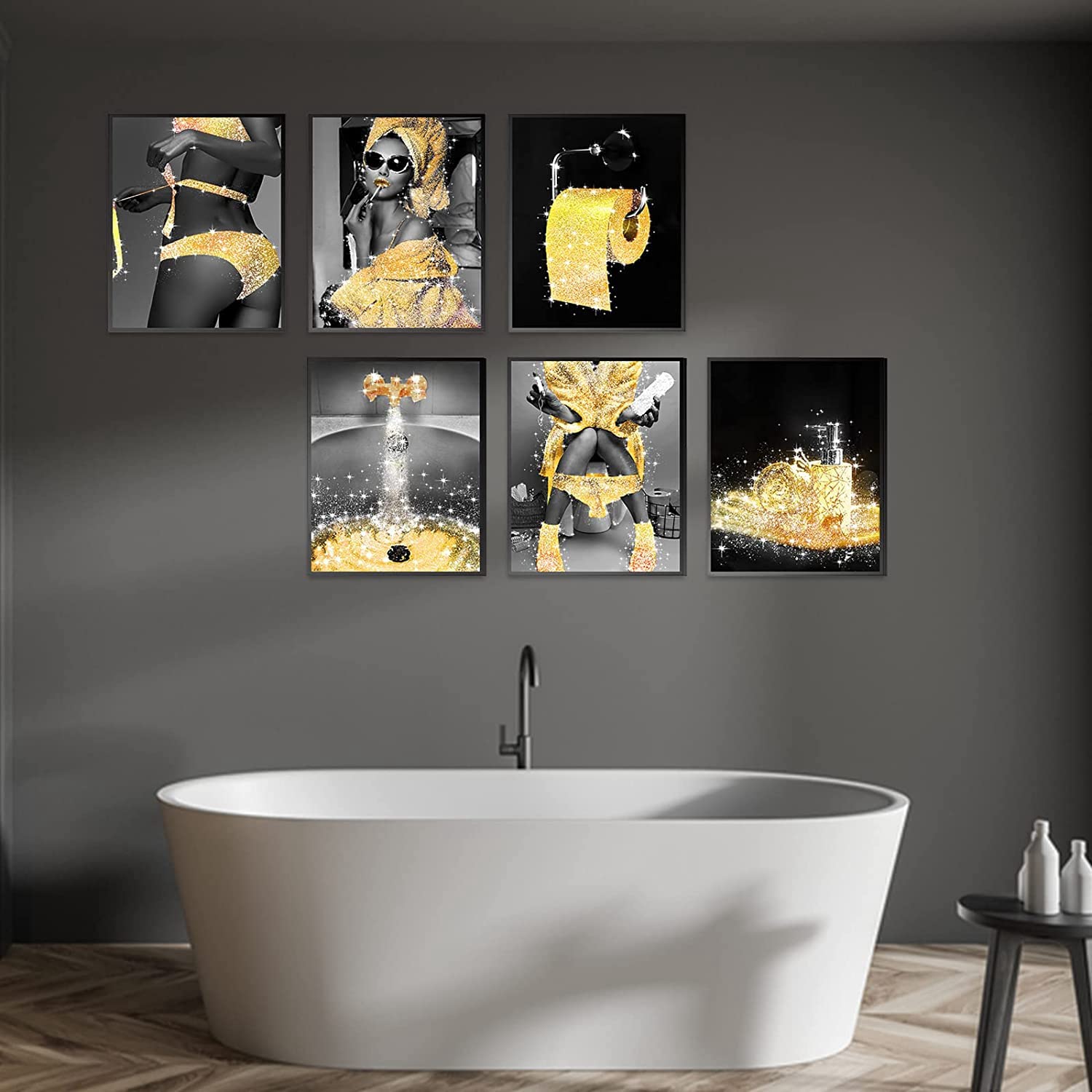 MKHFUW Bathroom Poster of Modern Women, Fashionable Bathroom Wall Decoration, 6-Piece Set, Bathroom Art - Image 2