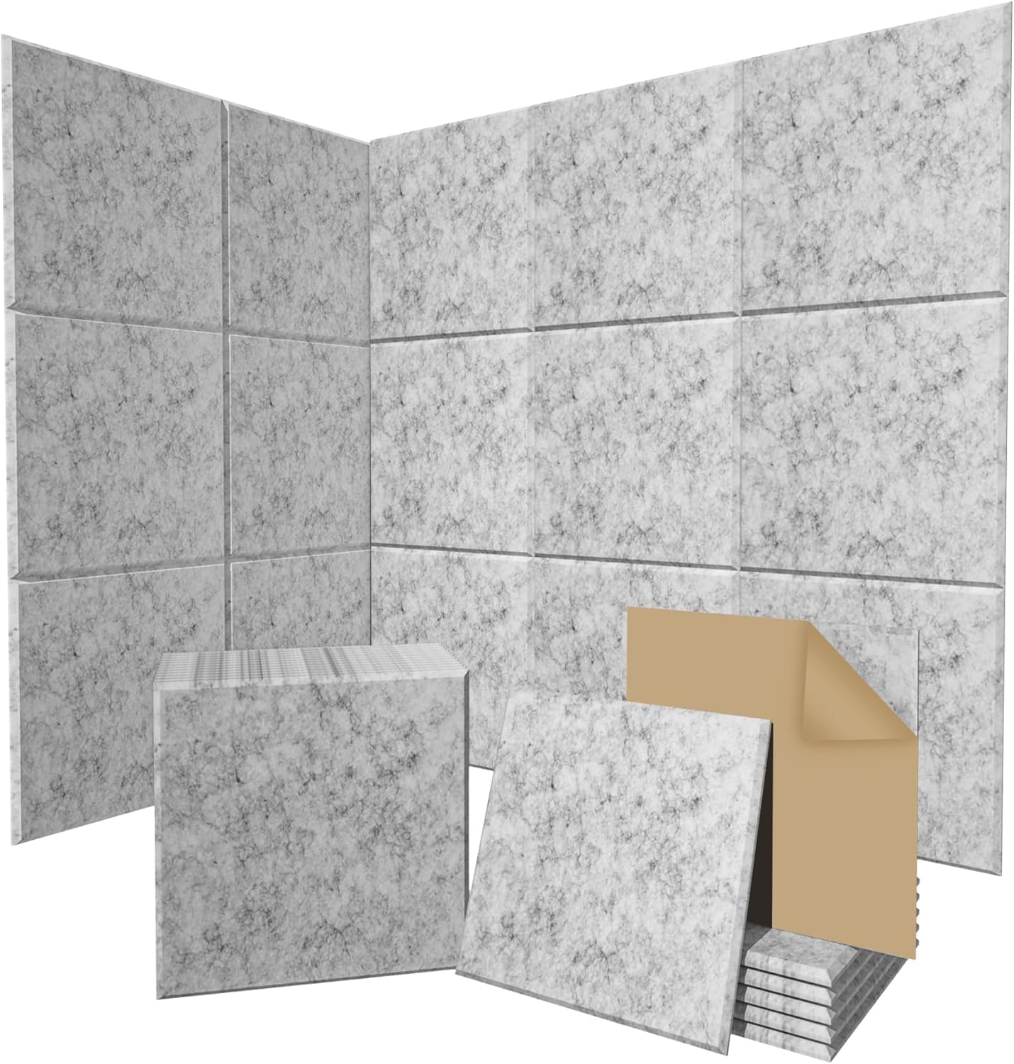 54 Pack Sound Proof Foam Panels |12"×12"×1" Quick-Recovery Soundproof Wall Panels | High Density Sound Dampening Panels for Home Studio |With Adhesive Stickers 270PCS
