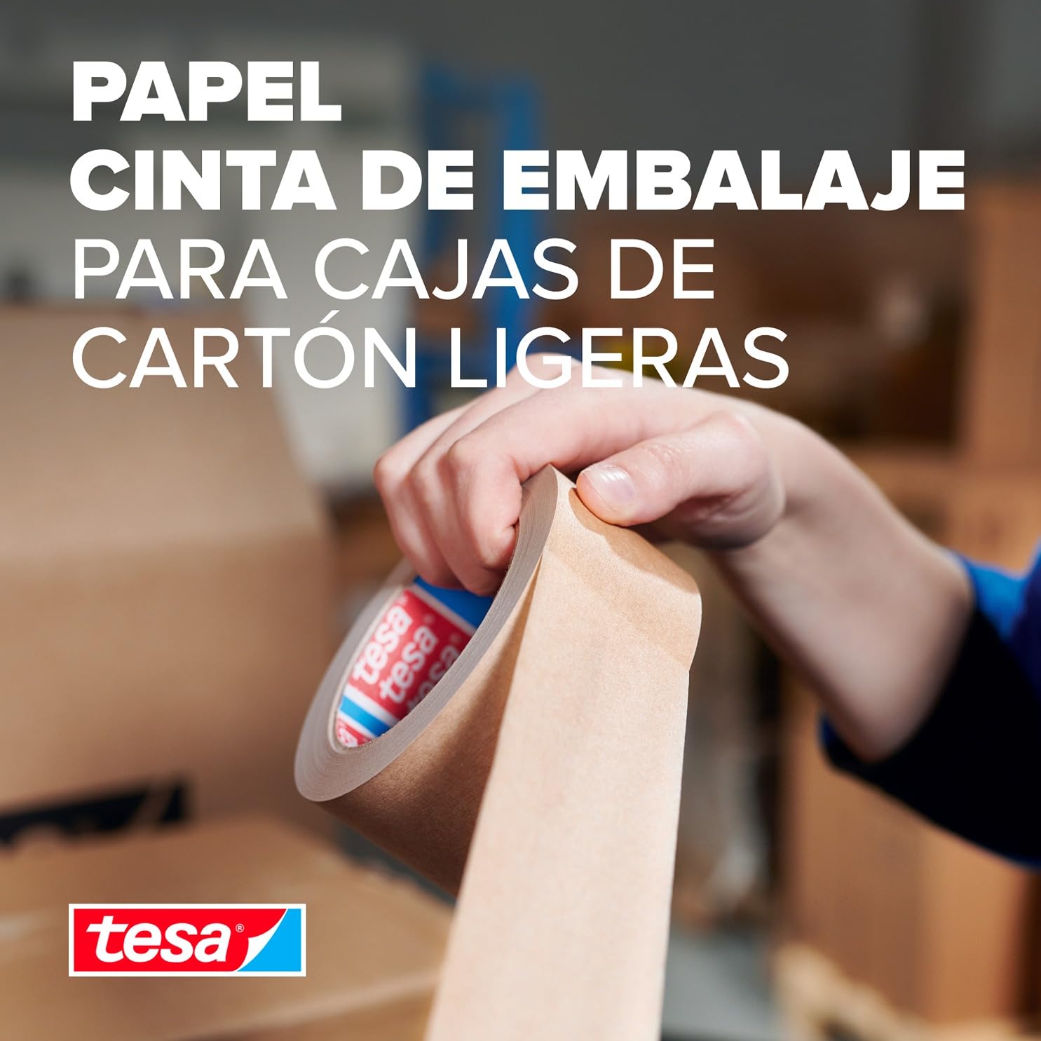 tesa Pack 4713 - Paquete de 6 cintas adhesivas de papel para cerrar embalajes, reciclables y sin disolventes, color marrón, 6 rollos de 50 m x 50 mm