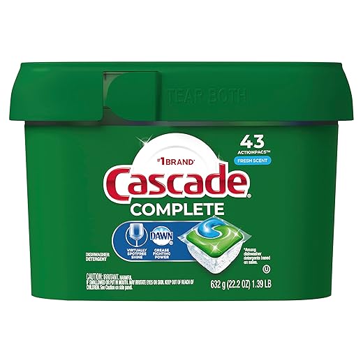 Cascade Complete Dishwasher Pods, ActionPacs Dishwasher Detergent, Fresh Scent, 43 Count