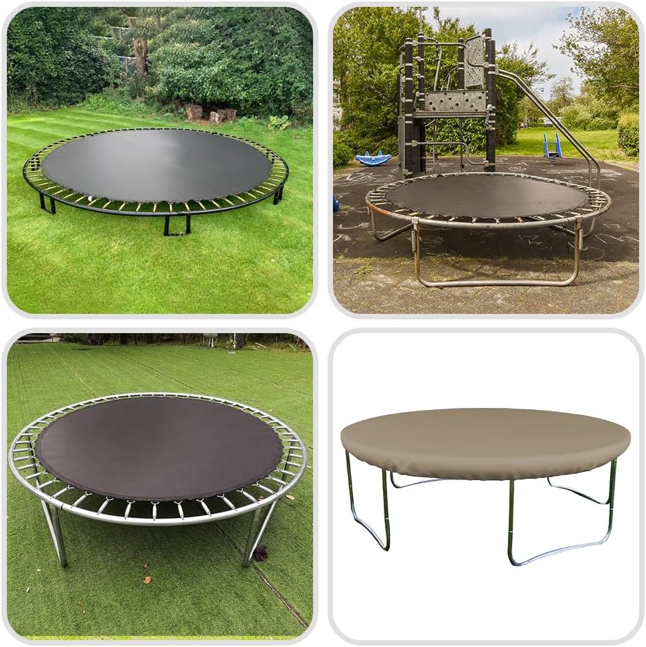 Covers & All Round Trampoline Cover, 12 Oz Waterproof UV & Weather Resistant, All Season Protector Outdoor Games Fitness Sports Cover for Garden Lawn, with Elastic (48" Diameter x 4" H, Beige)