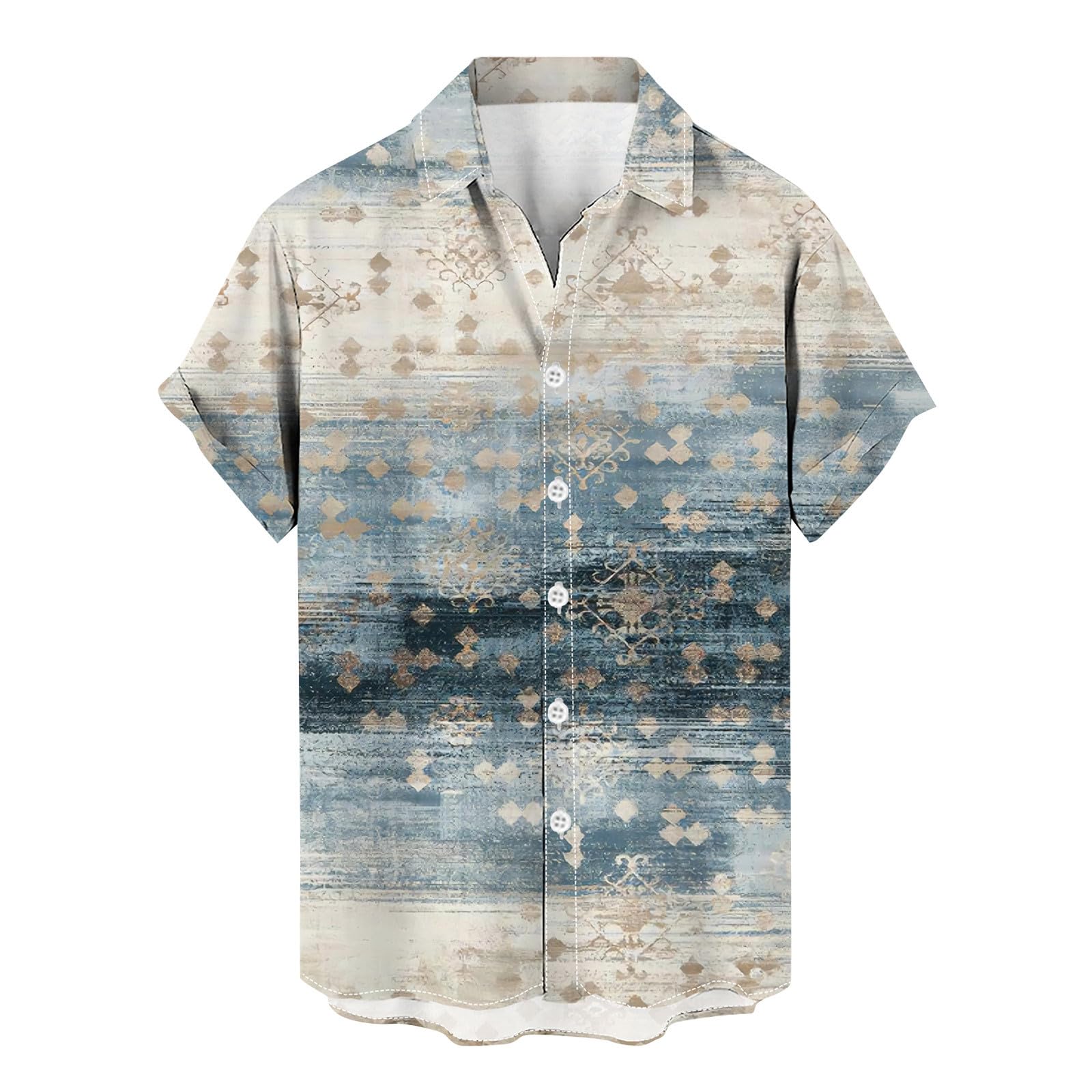 Herren Hemd Kurzarm Sommer Casual Shirt Strand Kurzarmhemd Button Down