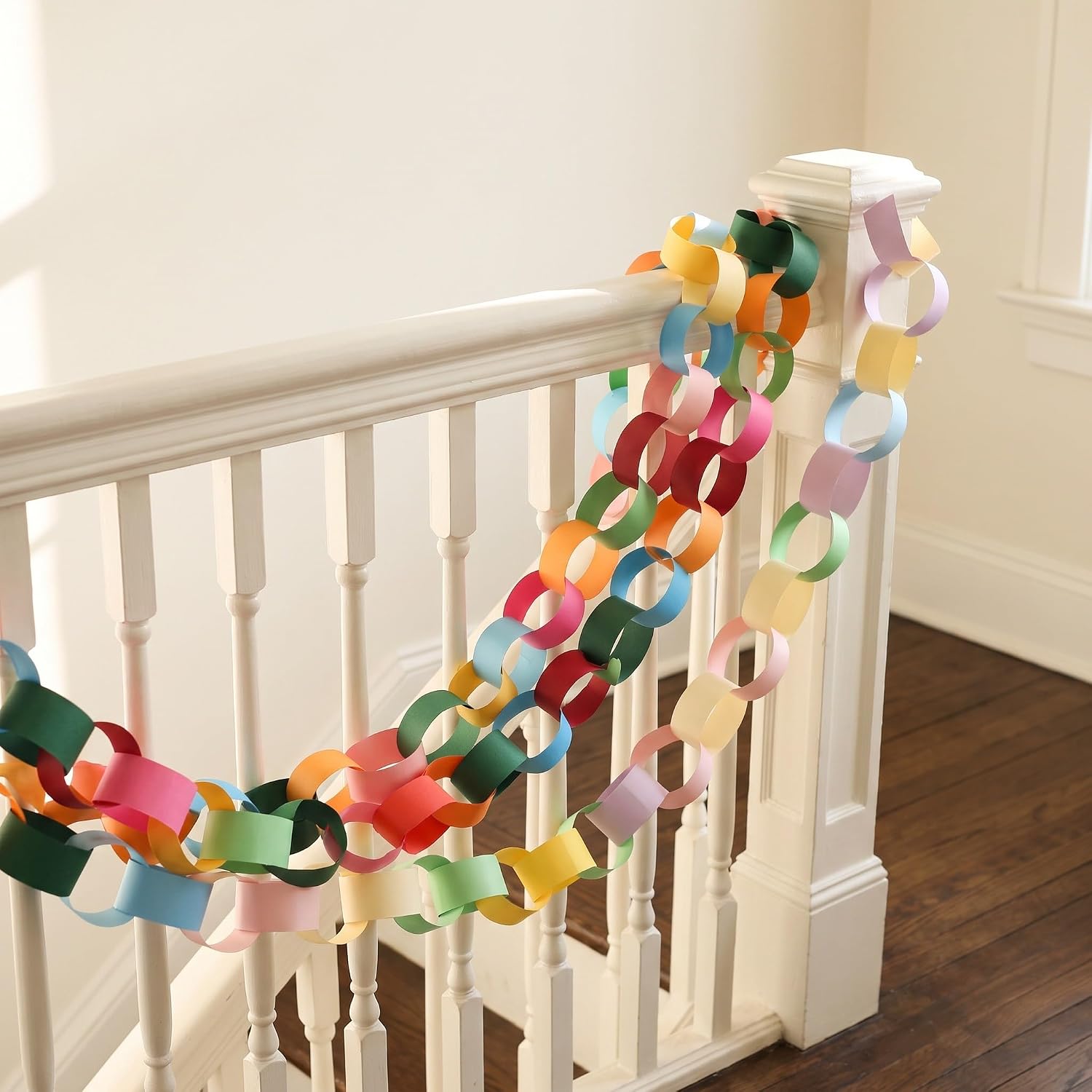 PATKAW 200pcs DIY Paper Chain Strips, Bright Construction Paper Chains