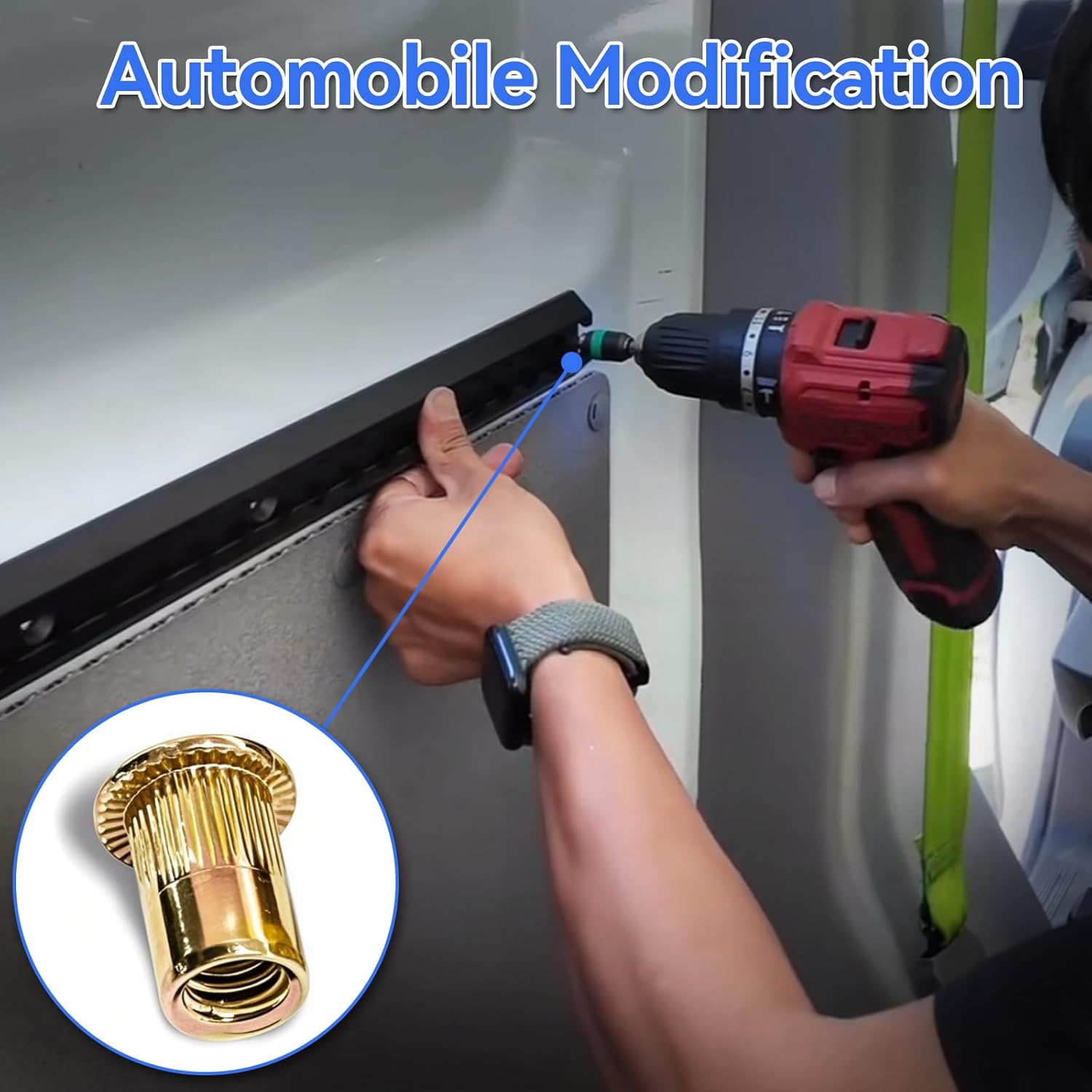 Rivet Nuts, 70 Pcs, 1/4-20 UNC, Flat Head, Zinc-Plated Carbon Steel, Knurled Body, 1/4-20 Rivet Nut, Rivnut, Rivnuts