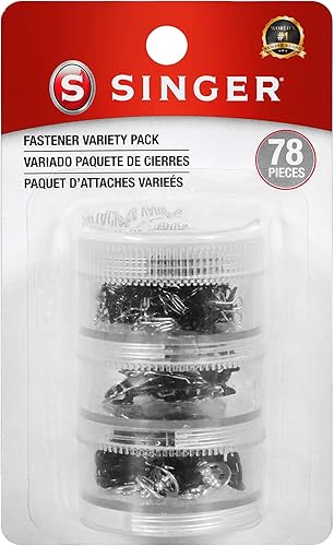 Miniatura 2 de SINGER 07400 Paquete variado de sujetadores en contenedor apilable con tapa de rosca, 48 ganchos y ojos, 24 broches de presión, 6 ganchos y barras,