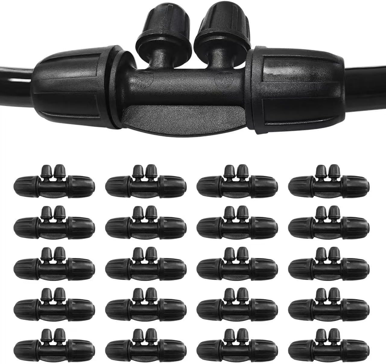 20 Pcs 1/2 Inch to1/4 Inch Drip Irrigation Tubing Fittings,Irrigation Hose Connectors,Lock Barbed Tee 4 Way for Lawn Plant Garden Watering System,Drip Irrigation System (1/2'' ID x 0.60''-0.63'' OD)