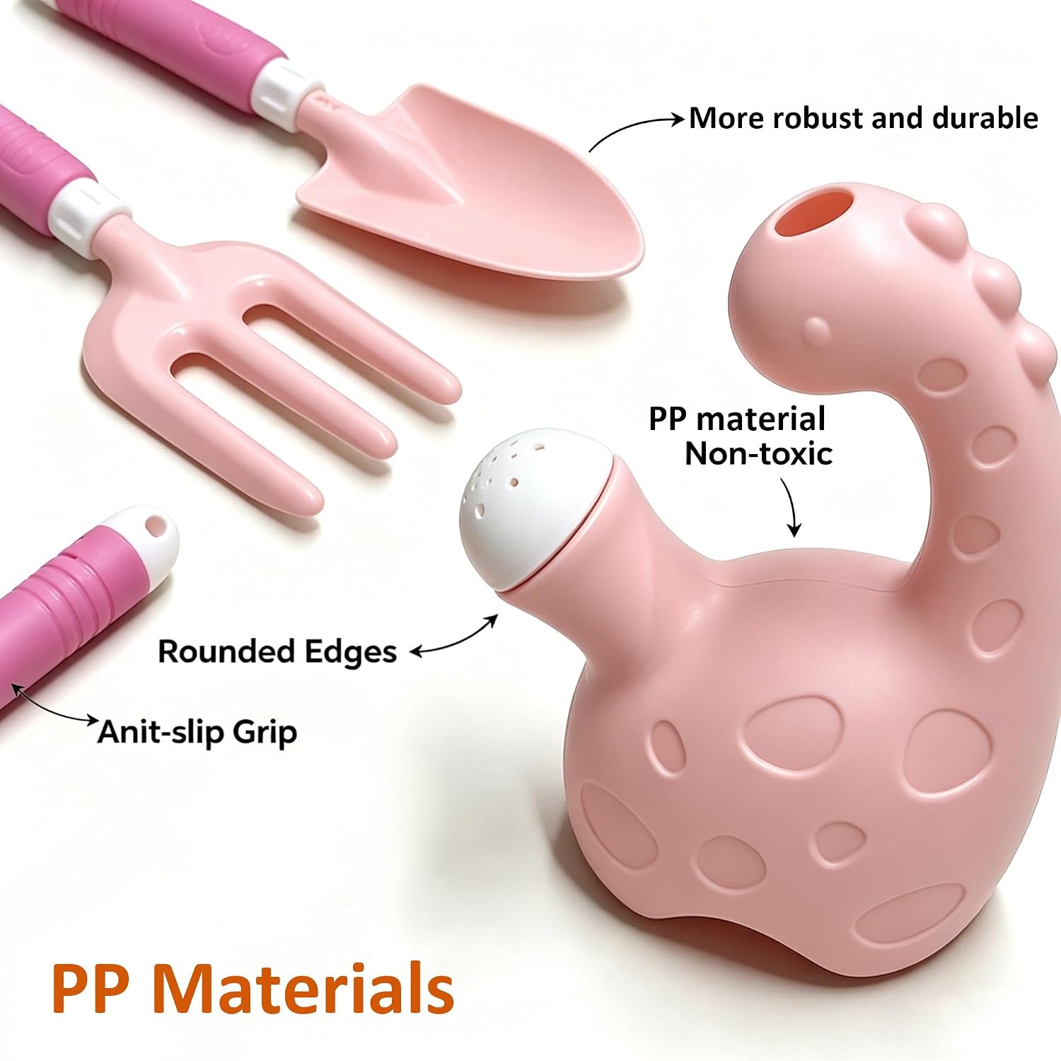 EXBEPE Kids Gardening Tools Set with Watering Can Shovel Pickaxe Hoe Fork- Outdoor Backyard Planting and Sand Beach Toy Kit Planting Sandbox Play Gift for Girls Boys Ages 3+