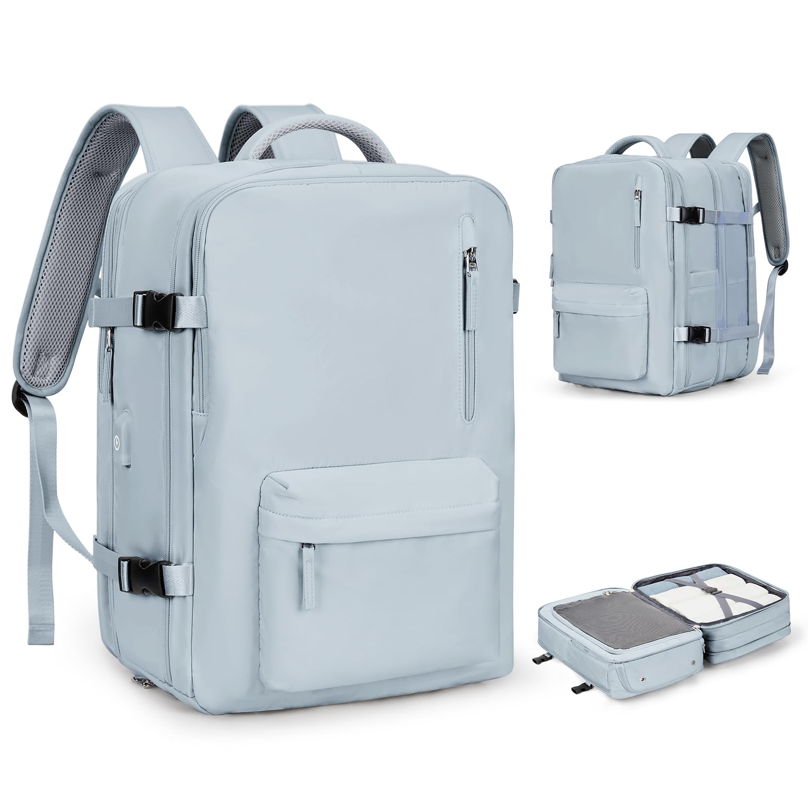 SZLX Zaino Ryanair 40x20x25 Bagaglio a Mano Easyjet 45x36x20 Zaino Borsa da Cabina Donna Zaino Uomo Impermeabile con USB Zaino da Viaggio Aereo con Porta Scarpe Borsa da Viaggio Laptop Travel Backpack