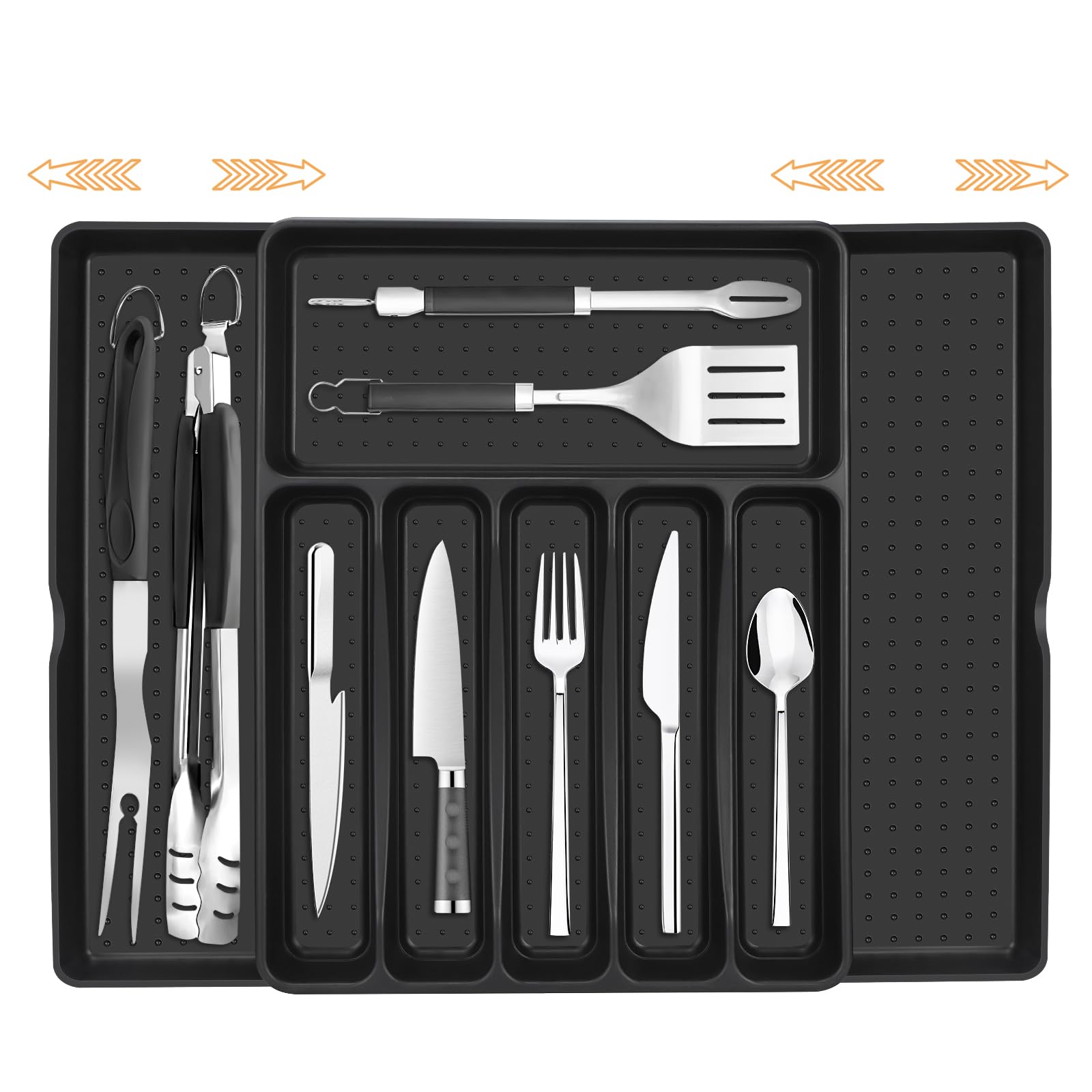 Portaposate Da Cassetto BGIUSQF Espandibile - Organizer Per Cucina, 7 Scomparti, Nero - Foto 11