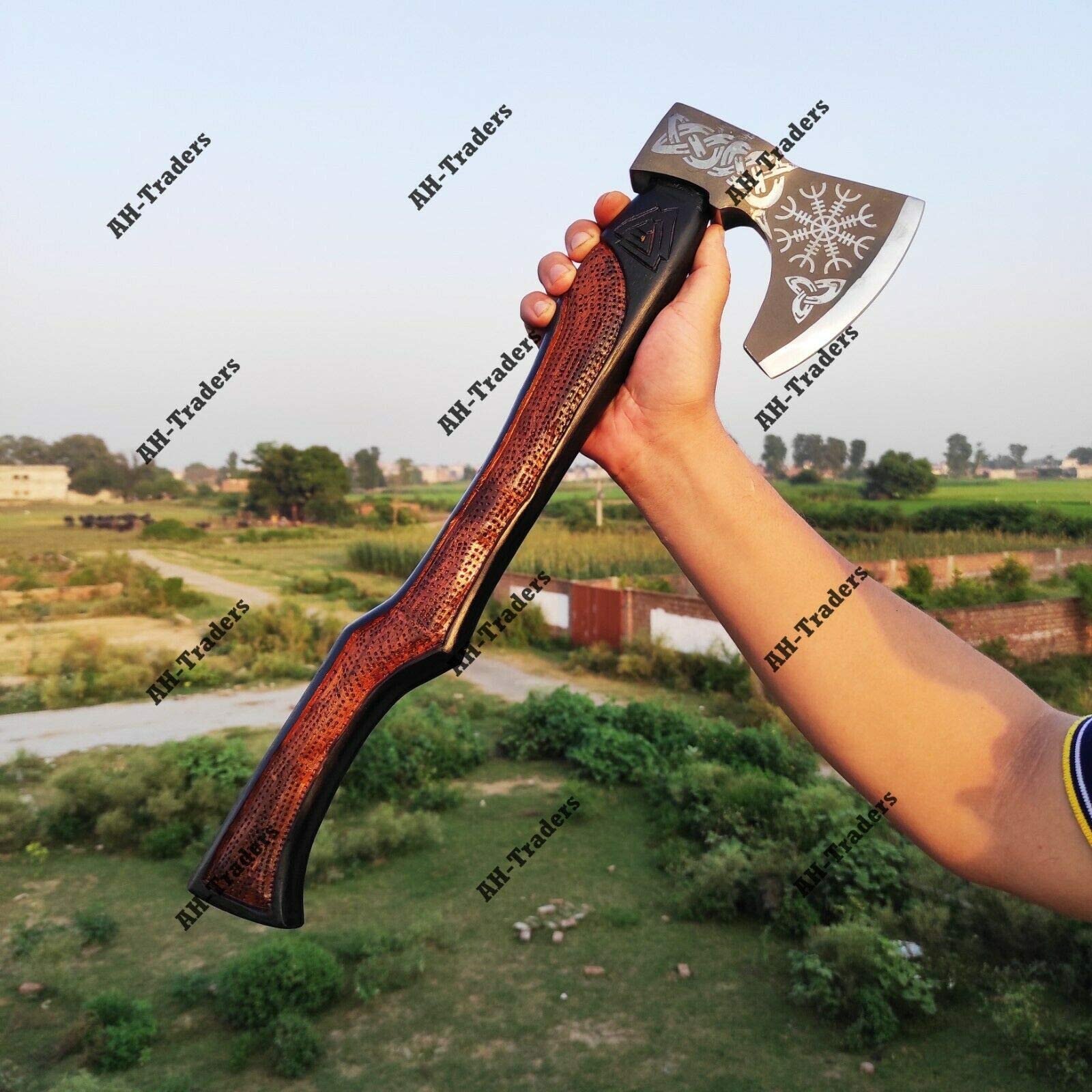 Rollo Viking Hache Viking en acier au carbone forgé avec tige en bois de rose, hache de Ragnar, hache de camping, hache nordique, hache faite à la main, hache cadeau