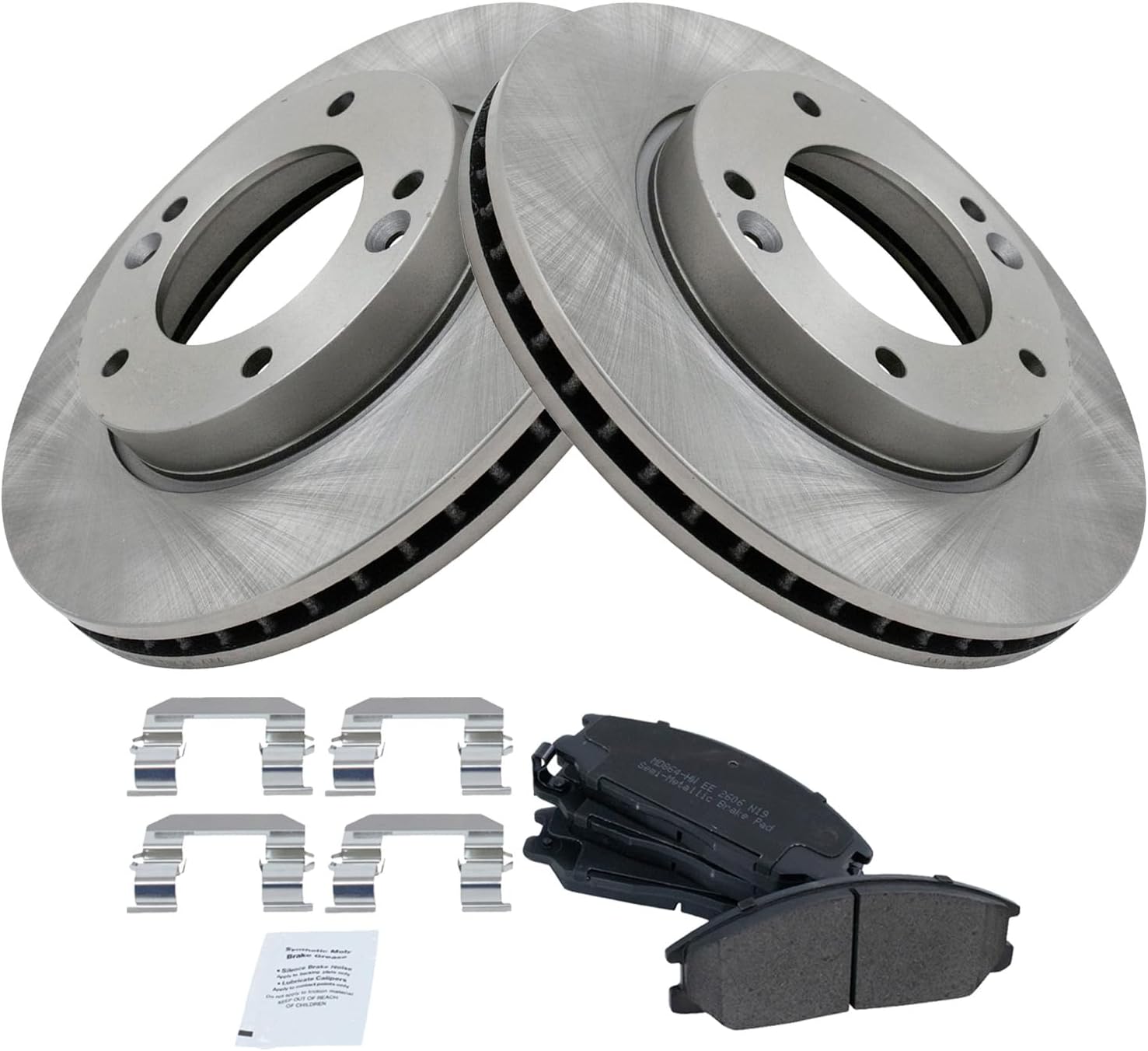 TRQ Front Brake Pad & Rotor Kit Brake Pads Brake Rotor Semi-Metallic Compatible with 2007-2009 Kia Sorento