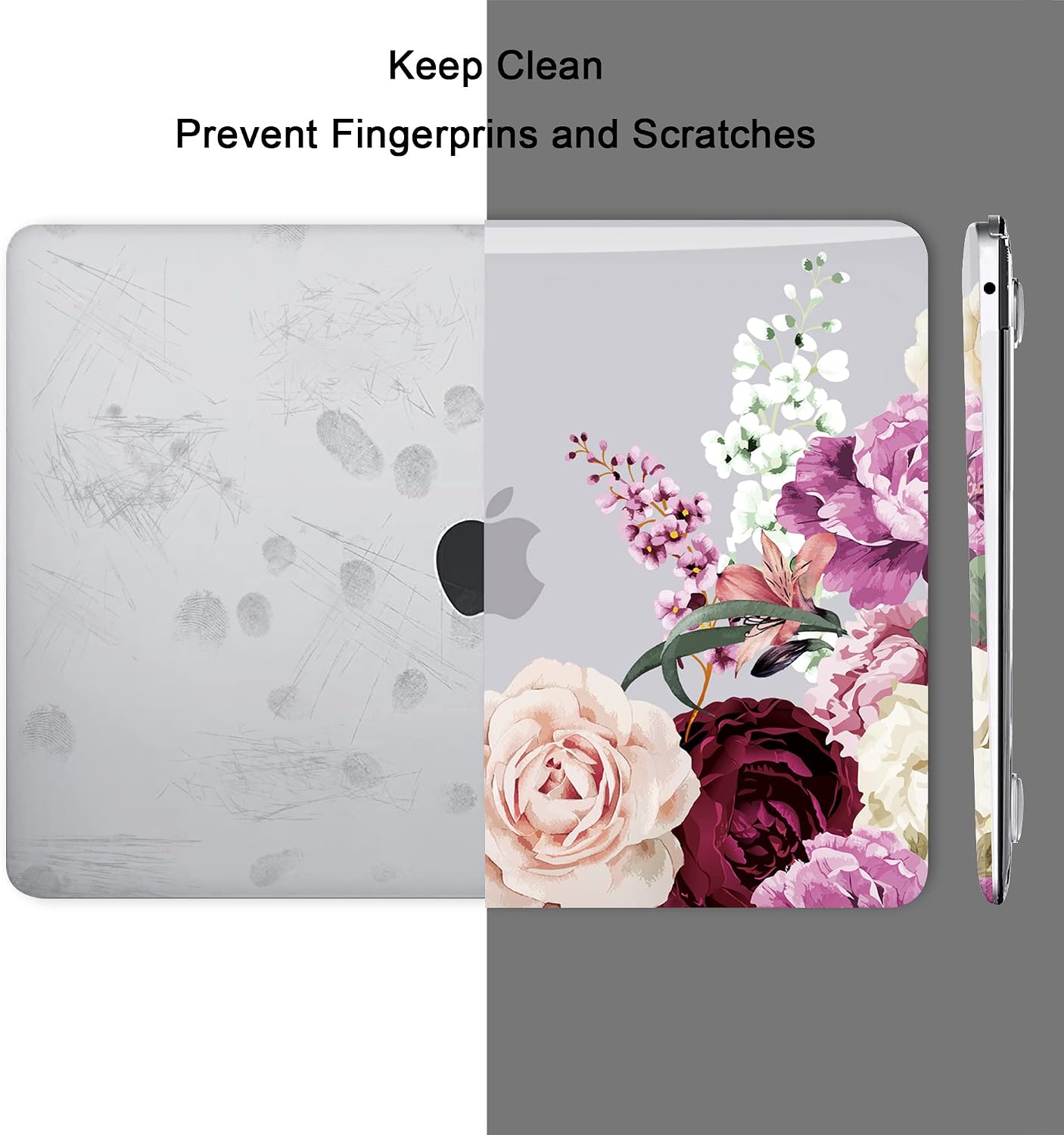 B BELK Compatible with MacBook Air 13 inch Case 2021 2020 2019 2018 Release Model: M1 A2237 A2179 A1932, Hard Shell Case + Keyboard Cover + Screen Protector, Mac Book Air M1 Case, Peony Floral