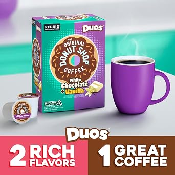 The Original Donut Shop Duos White Chocolate + Vanilla, Keurig Single Serve K-Cup pods, 60 Count (6 Packs of 10)