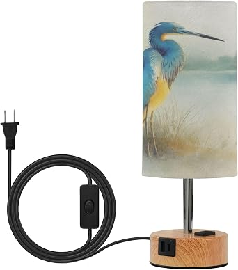 Watercolor Tropical Heron Dimmable Bedside Touch Lamps with Charging Ports for Living Room Bedroom Nightstand Office Desk, Light Bulb Included