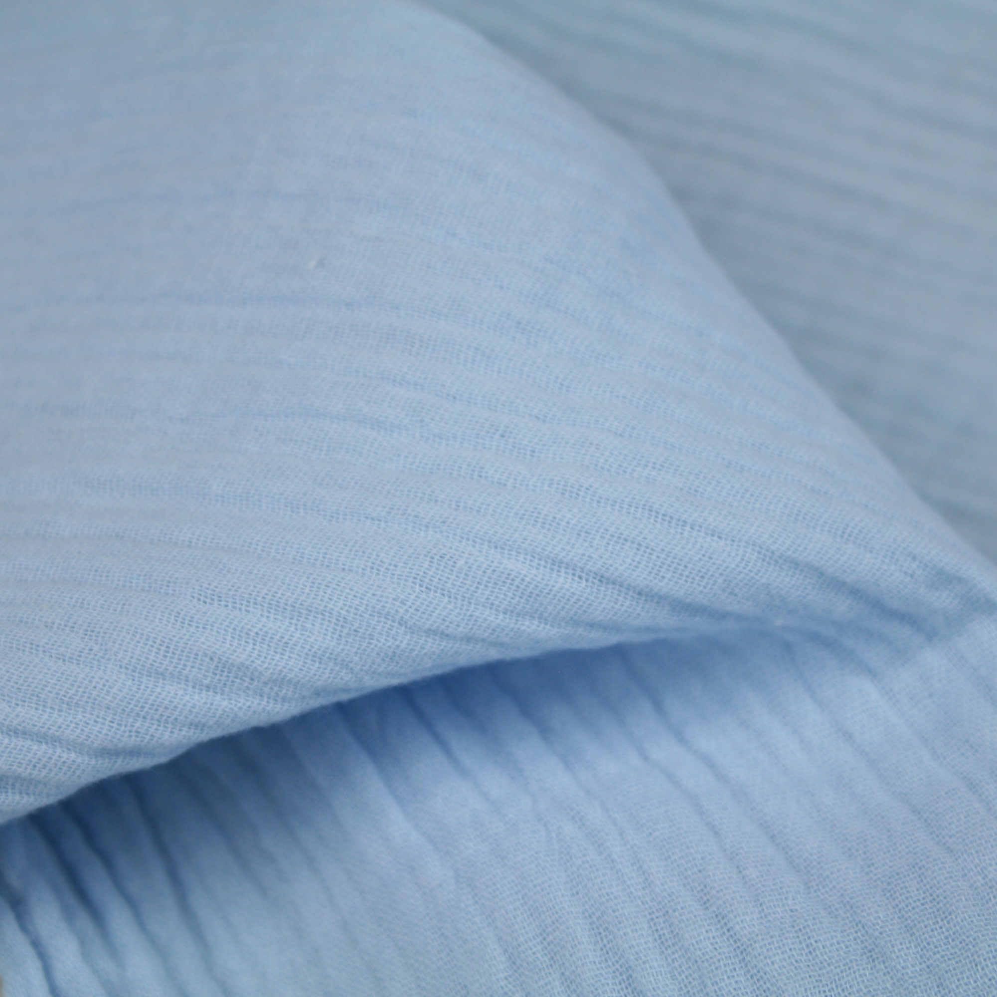 Double Gauze 100% Cotton Fabric Dressmaking Plain Lightweight Soft Muslin (Baby Blue)