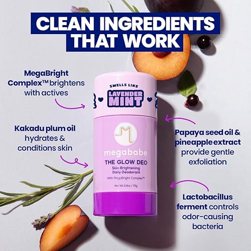 Miniatura 3 de Megababe Desodorante diario The Glow Deo con protección contra olores de 72 horas, sin aluminio, totalmente natural, el complejo MegaBright ilumina