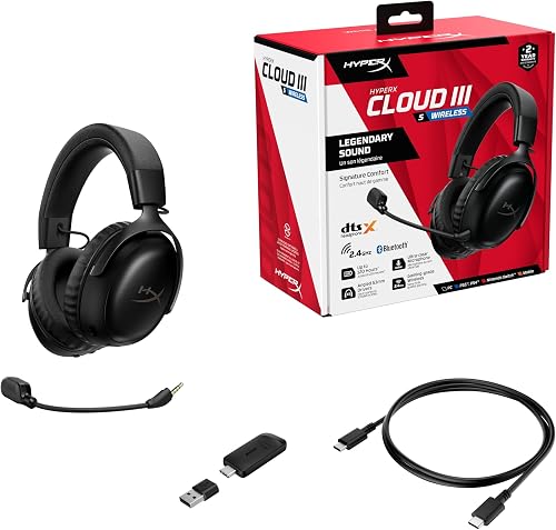 HyperX Cloud III S Wireless, Cuffie Bluetooth, Audio 3D, Microfono Noise-Cancelling, Fino a 200 ore di Autonomia, Dongle USB-C, Compatibili con PC, PS5, Nintendo Switch, Nero - 11