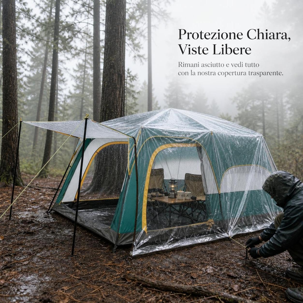 Bâche Transparente Extérieur Imperméable en PVC pour Jardin et Protection Toutes Saisons, pour Protection - pour mobilier, 6 * 8m