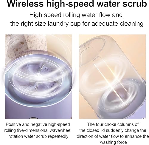Miniatura 6 de Lavadora portátil de 1 litro, mini máquina de lavandería recargable, batería de 4000 mAh, máquina de lavandería portátil para ropa interior pequeña,
