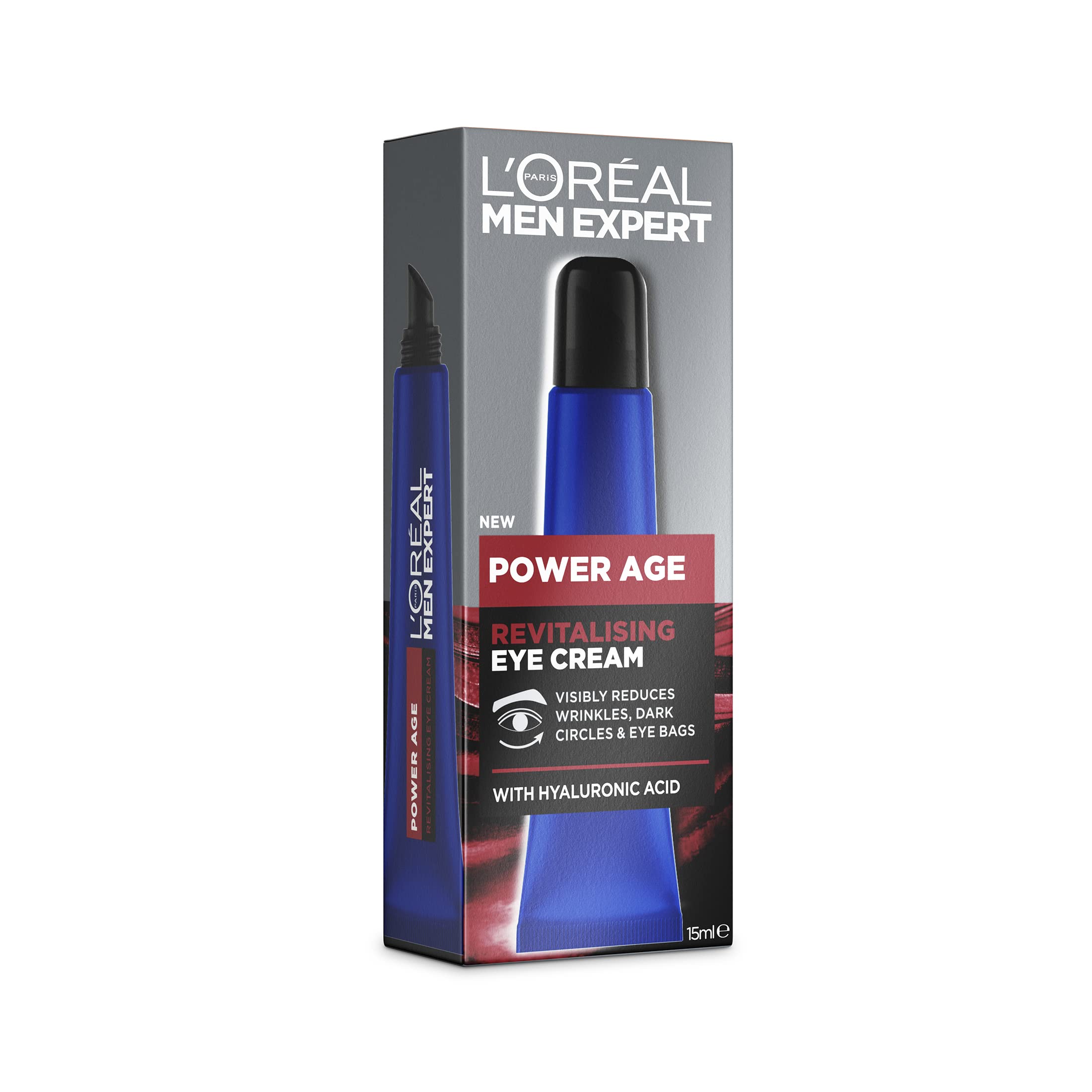L'Oréal Men Expert Kontur Oczu Anti-Age, zwalcza wczesne oznaki starzenia się, kwasem hialuronowym, 15 ml