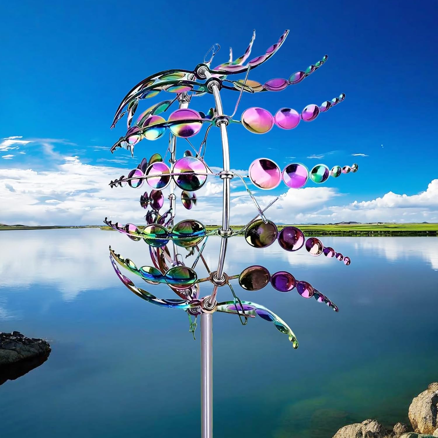 Windmill for Yard and Garden, Wind Spinner, Magical Metal Windmill for Backyards, 3D Wind Sculptures & Spinners Outdoor, Kinetic Garden Sunflower Wind Spinners (Colorful)