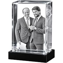 Personalized Crystal Photo Cube XXL 4 x 6 Inch 3D Laser Engraved Custom Picture with Text Inside Premium Optical Crystal Glass Gift for Couples Parents Wedding Anniversary Birthday Memorial Christmas