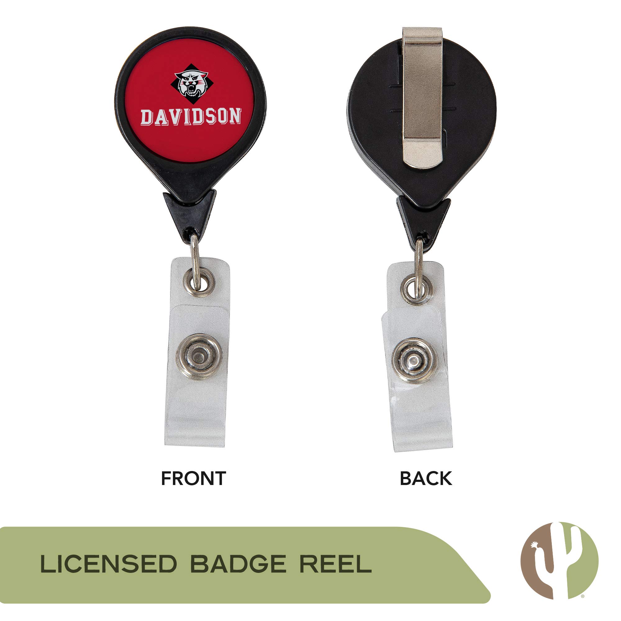 Desert Cactus Davidson College Retractable Badge Holder Wildcats ID Reel with Ticket Clip for Lanyard, Work, School & Office Access