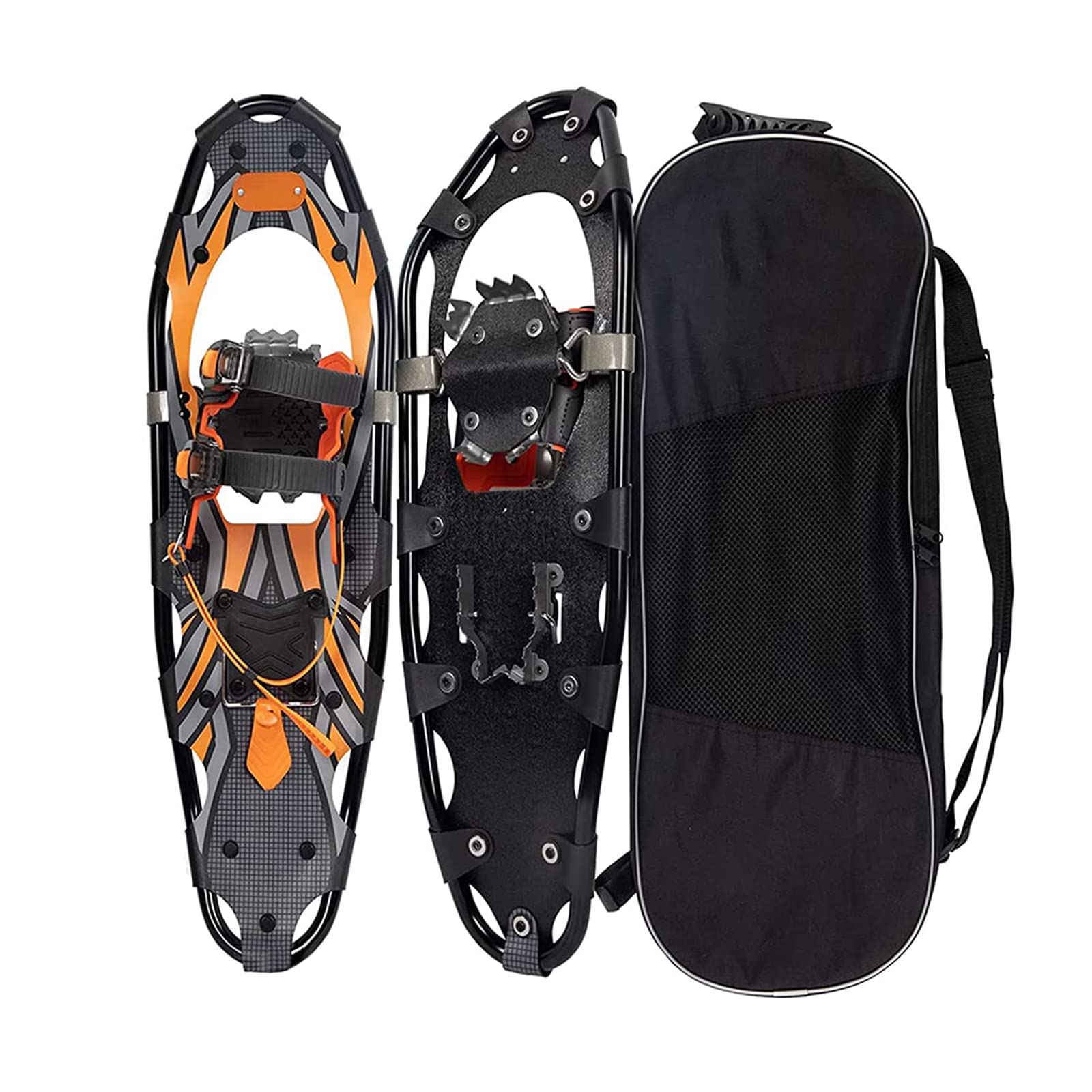 Raquettes À Neige Tout Terrain 25'' en Aluminium,avec Fixations À Cliquet Réglables Et Conception De Levage du Talon,Raquettes À Neige pour Hommes Et Femmes,Orange