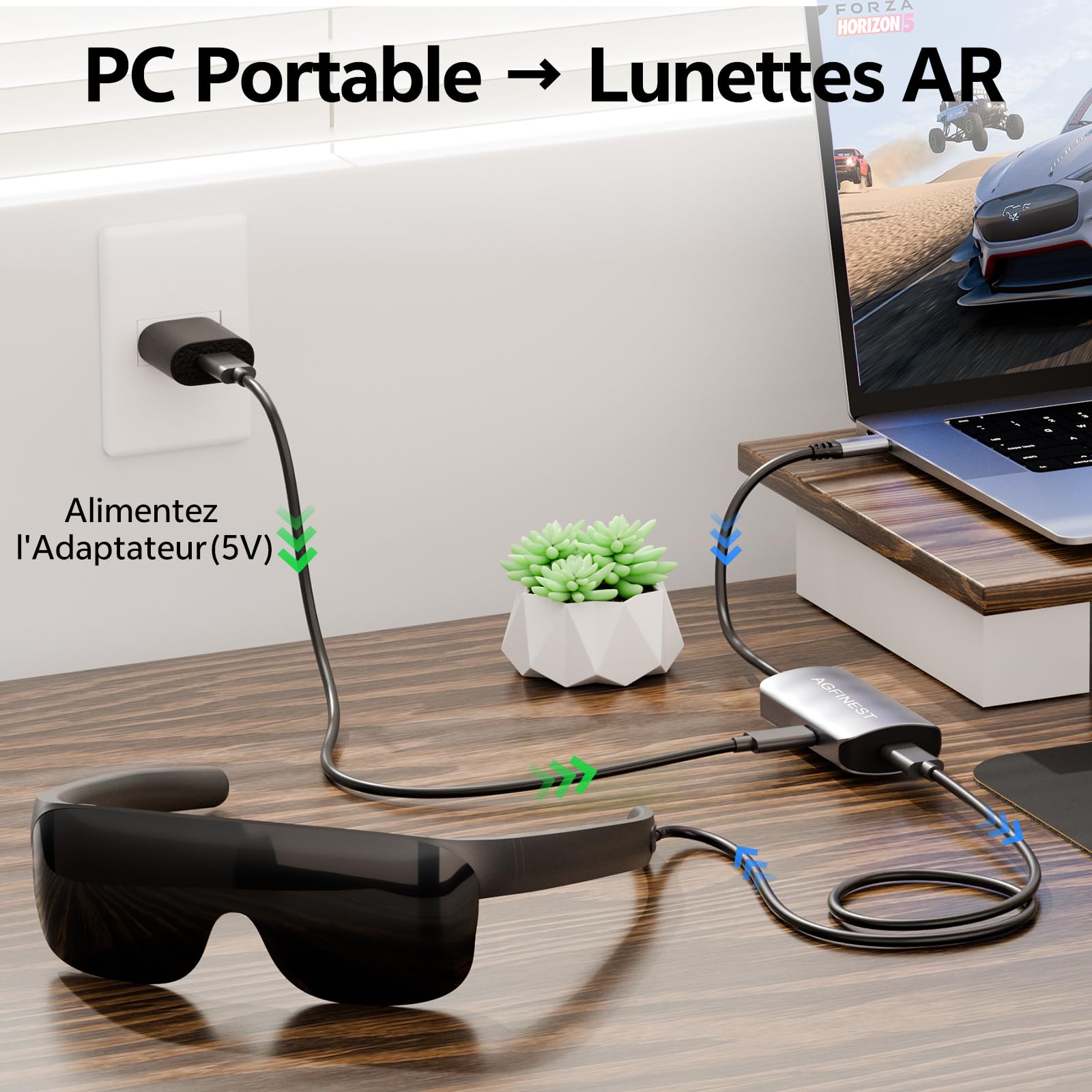 Adaptateur HDMI vers USB-C 4K@60Hz, Unidirectionnel Source HDMI Écran USB-C pour PS5/PS4 Xbox Switch Ordinateur Portable Fire TV Cube vers Lunettes AR XREAL Rokid RayNeo Viture Écran Portable
