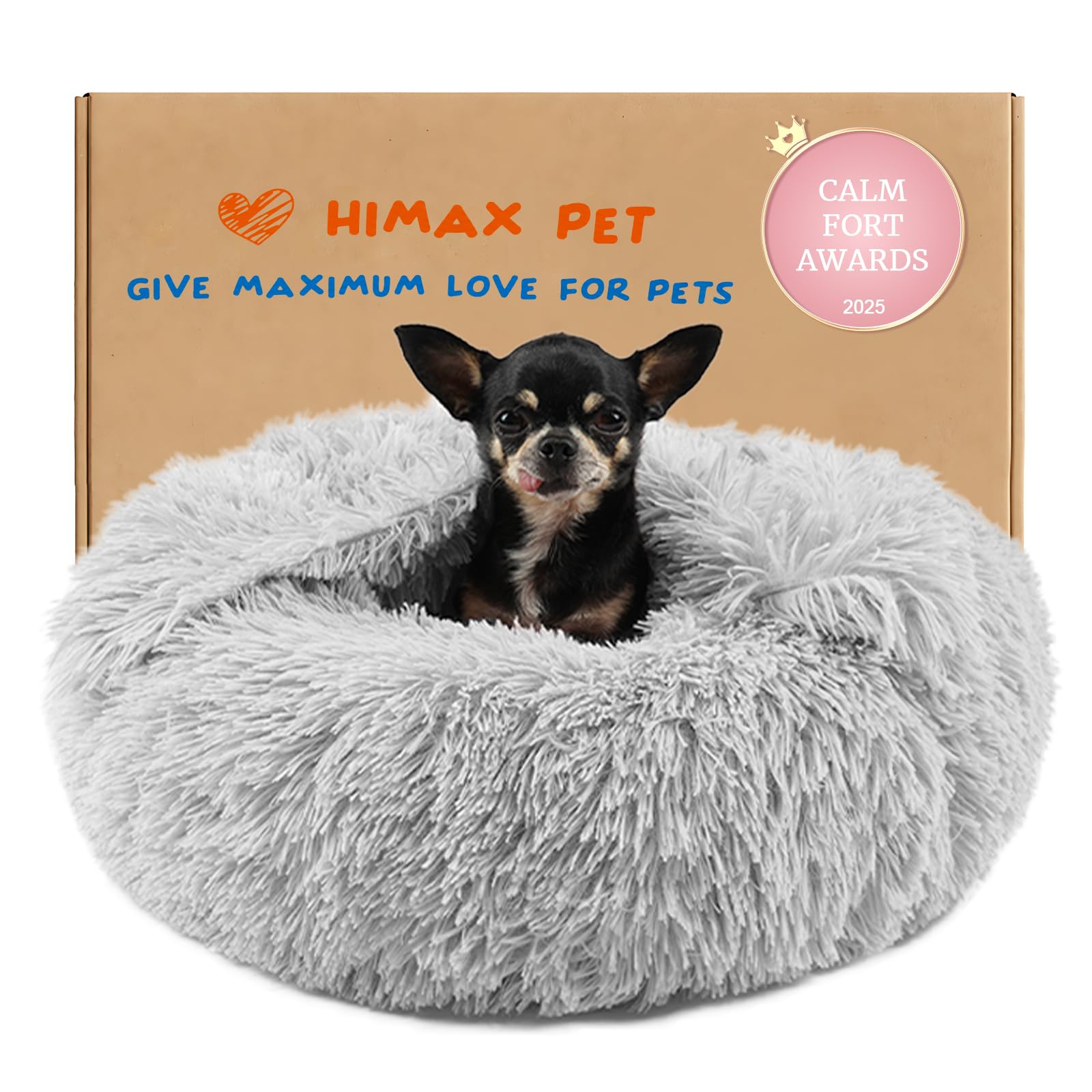 Himax Dog Beds for Small Dogs Donut Dogs Bed with Blanket Attached Calming Dog Bed Washable 20 26
