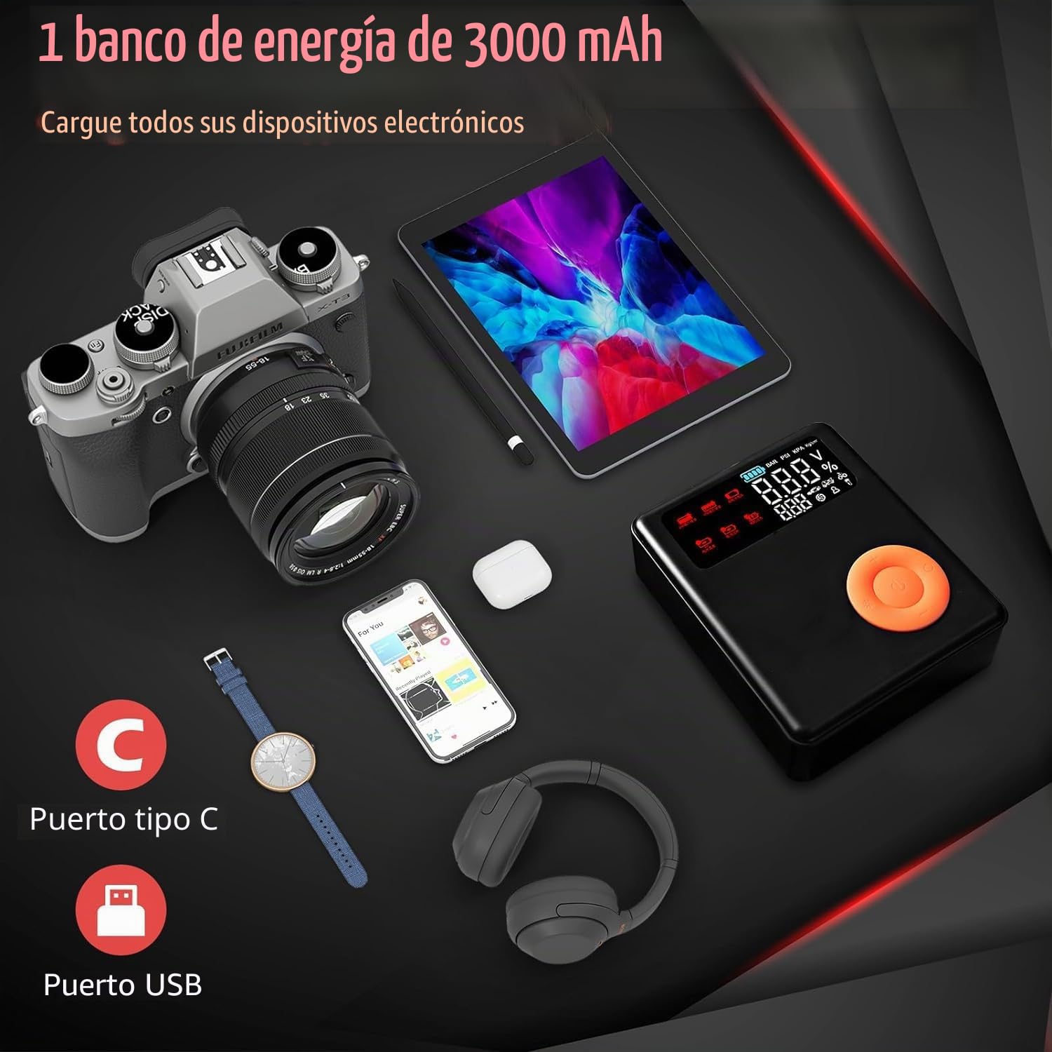 GOPLUS - Batería para coche (2000 A, 13000 mAh, arrancador de batería de coche con Focntion, inflador de 150 PSI (hasta 8 l gasolina o 5 l diesel), luz de emergencia, pantalla LED