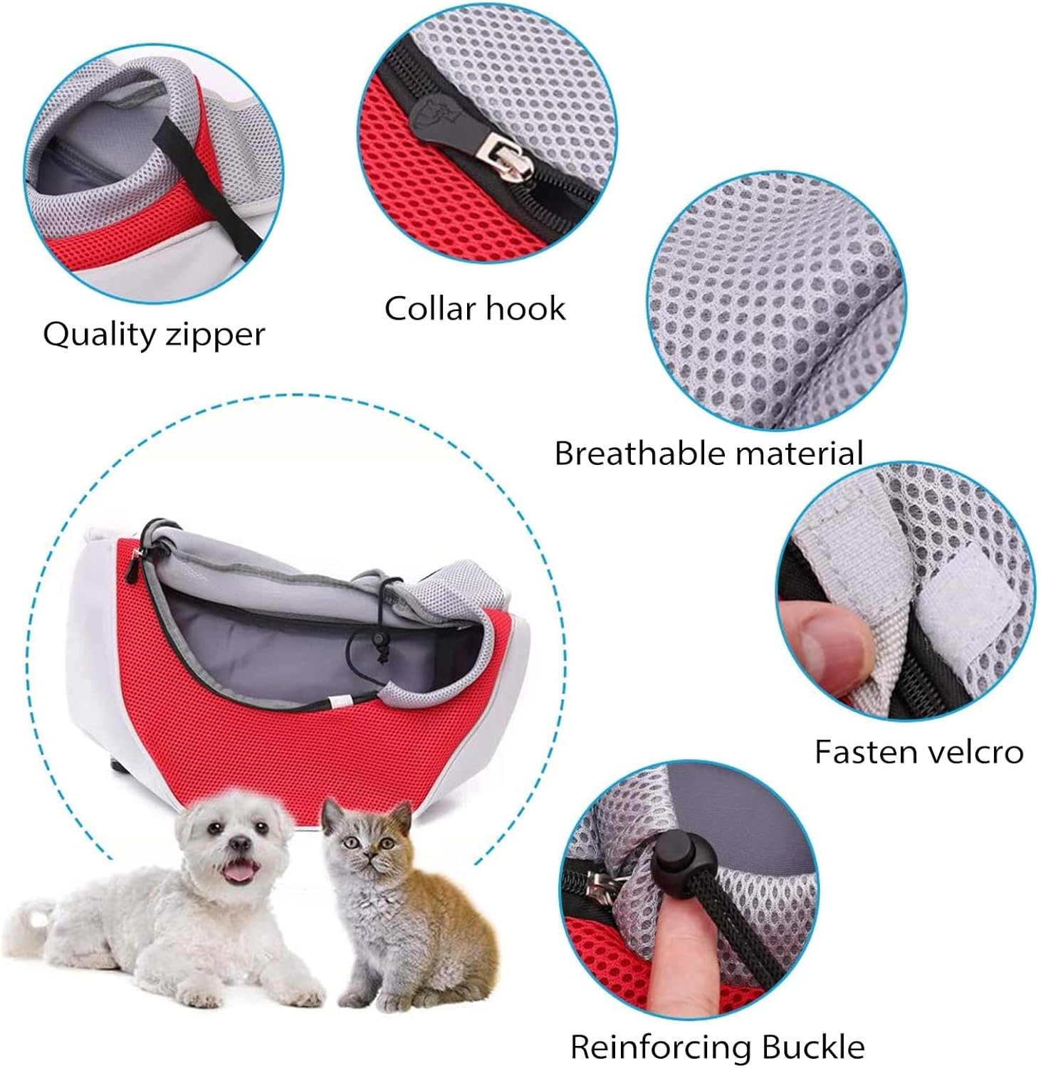 Pet Sling Carrier for Small Dogs Cats,Hand Free Puppy Sling Bag with Breathable Mesh and Adjustable Strap, Dog Sling Carrier with Internal Safety Strap,Suitable for Outdoor Travel