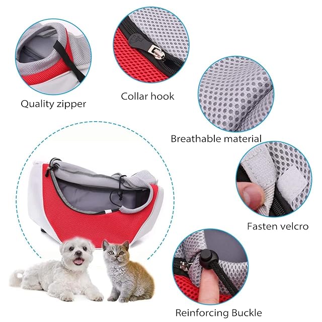 Foto 4 de 7 de PETCUTE Transportador de Mascotas Manos Libres,Respirable Bolsa de Transporte para Perros con Correa…