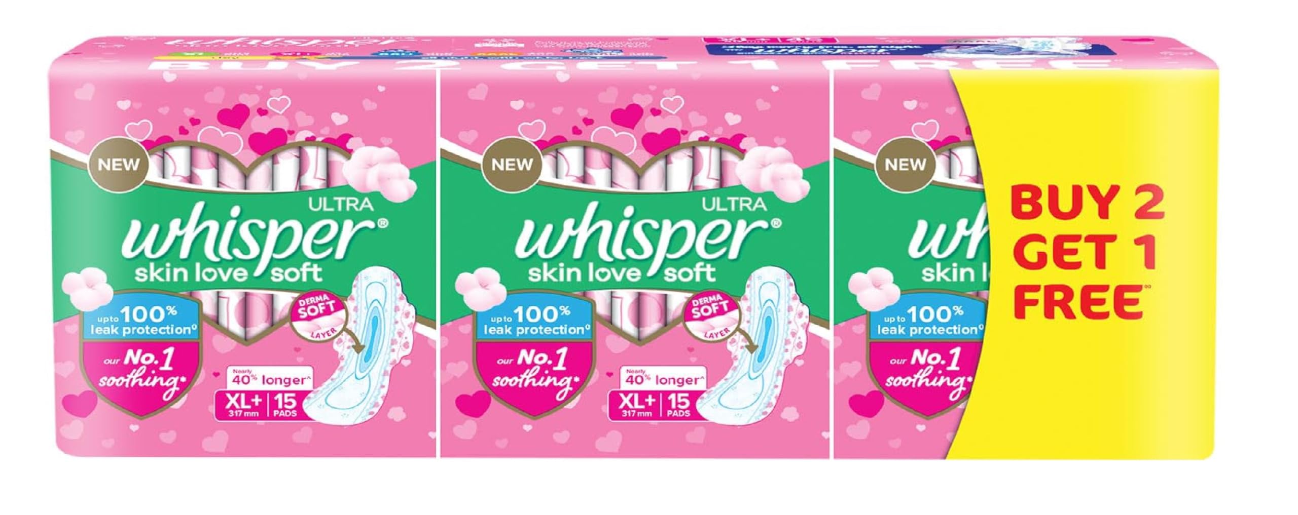 WHISPER PINK SKIN LOVE SOFT XL 45 COMBO PACK OF 1 (B0CWXX4K8V) Amazon Price History, Amazon Price Tracker