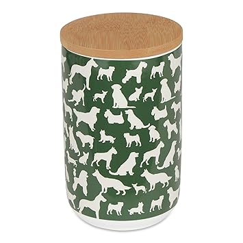 Bone Dry Ceramic Pet Silhouette Collection, Treat Canister, 4x6.5, Hunter Green, Dog Show