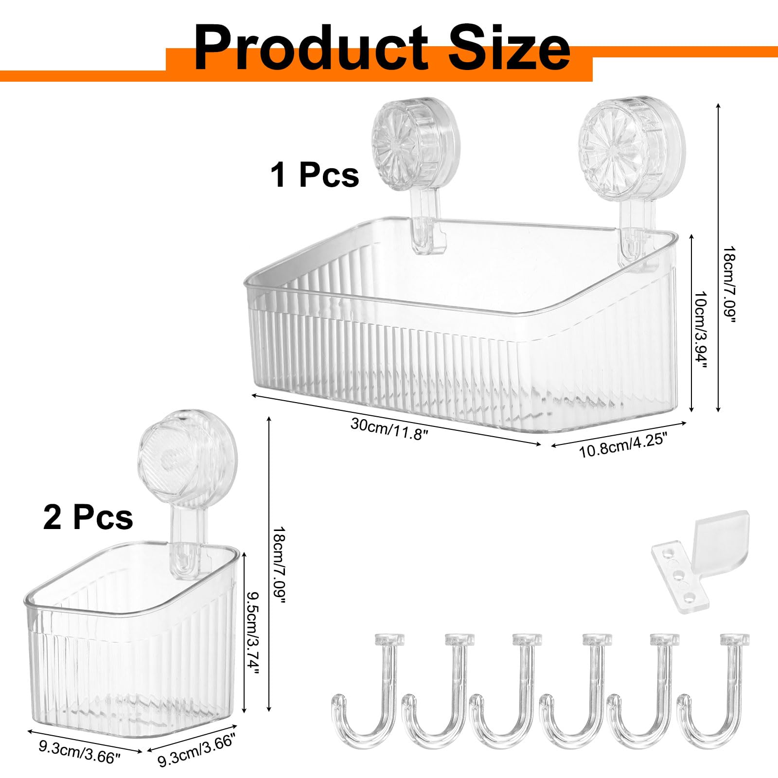 QUARKZMAN 3 Piezas Estante Ducha con Ventosas Y Ganchos Transparente | 1 Set, Organizador Ducha Con Ventosas Estante Pared Dispensador Estante Almacenamiento, Para Baño Cocina
