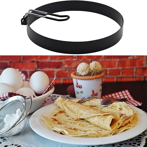 Miniatura 5 de Paquete de 2 anillos para panqueques de 6 pulgadas para huevos de tortilla para freír huevos, antiadherentes, anillos redondos de acero inoxidable