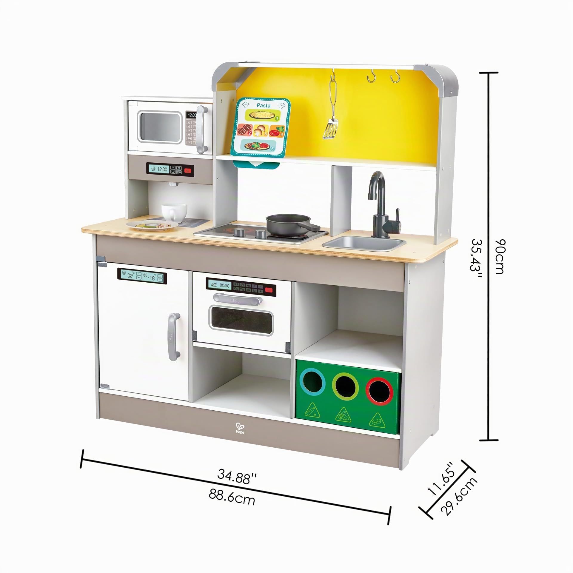 Hape Deluxe Spielküche mit Mikrowelle - Holz Kinderküche, Spielküche mit Zubehör, Herd, Backofen & Spüle, Fördert Rollenspiel & Kreativität, für Kinder ab 3 Jahren