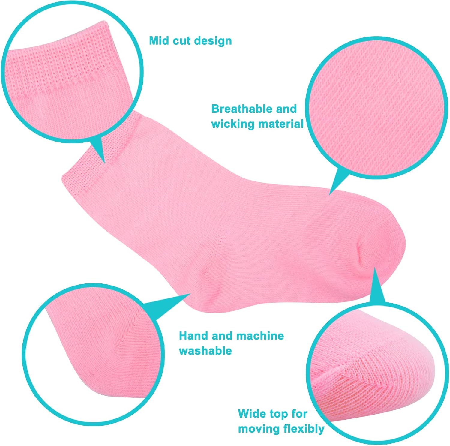 Duufin 18 Pairs Toddler Crew Socks Boys Girls Unisex Half Cushion Cotton Mid Cut Socks for Toddler Kids 1-8 Years Old - Image 5