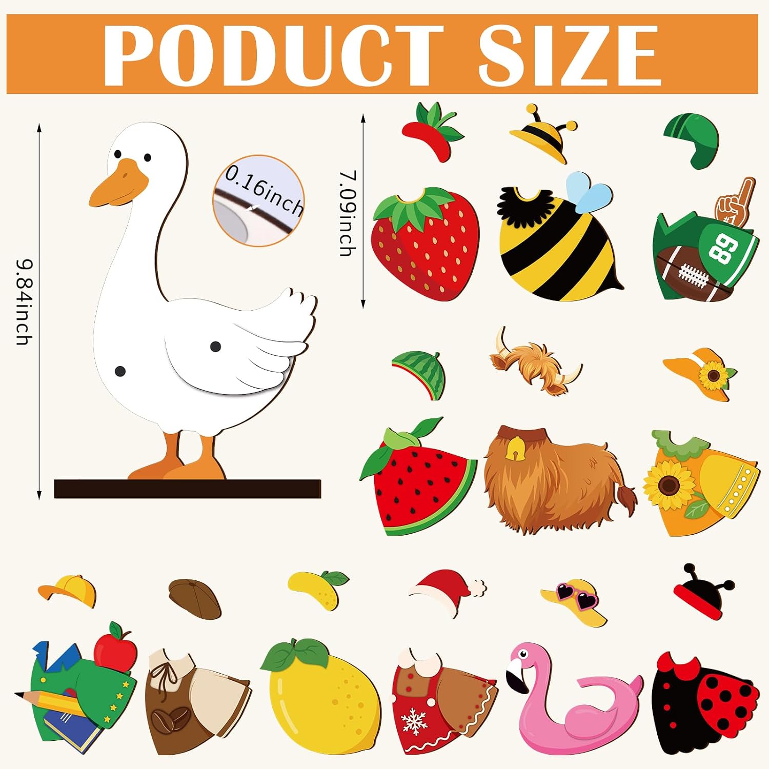 Pinkunn 25 Pcs Back to School Interchangeable Wooden Goose Holiday Decor Mini Desk Goose Seasonal Welcome Sign with Magnetic Outfits for Home Office Classroom Kitchen Tiered Tray Decoration Gift