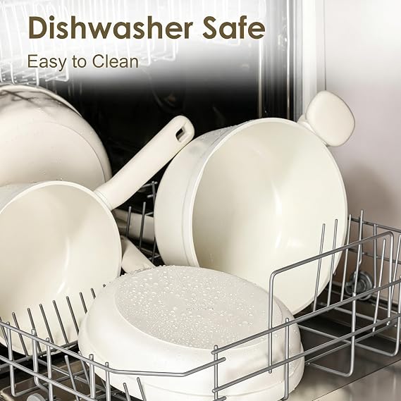 SENSARTE Ceramic Nonstick Pots and Pans Set, 17pcs Nontoxic Cookware Set