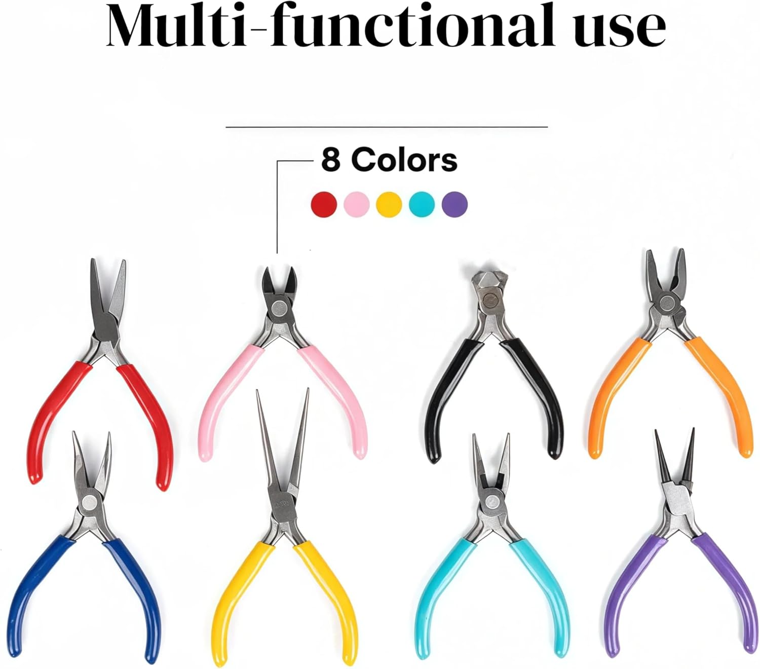 8 PCS Jewelry Pliers Set,Mini 4.5’’ Jewelry Making Tools with Storage Pouch, Stainless Steel Precision Pliers for Bracelet Beading DIY Craft Jewelry Making Supplies