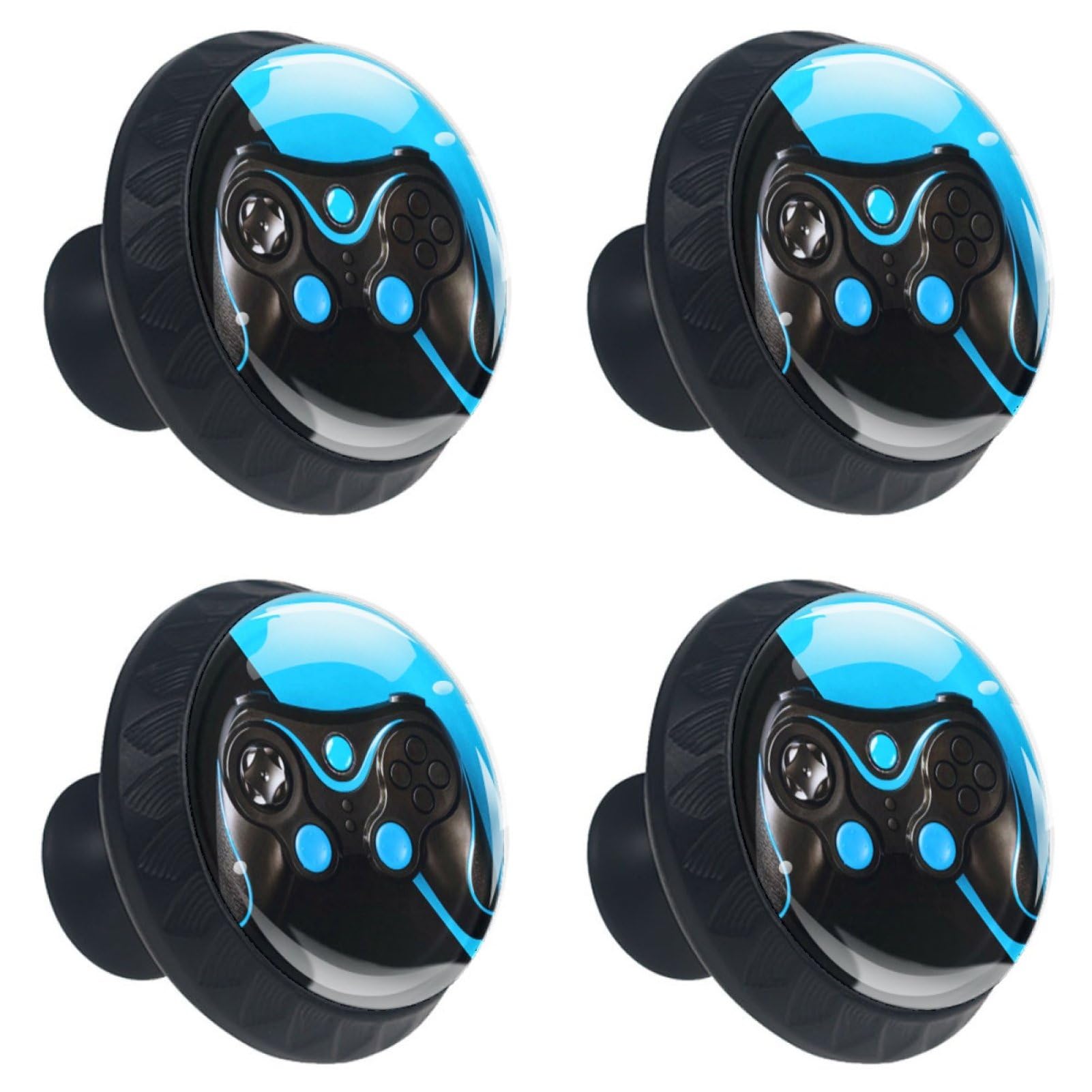 4 Pcs Cabinet Knobs Games Gaming Dresser Knobs for Cabinets and Drawers Single Hole Glass Round Pull Handle for Kitchen Cupboard Wardrobe Furniture Hardware Decor
