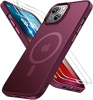 Vista 116 de Miracase - Funda magnética para iPhone 13 de 6.1 pulgadas (compatible con MagSafe) (con 2 protectores de pantalla), protección de grado militar